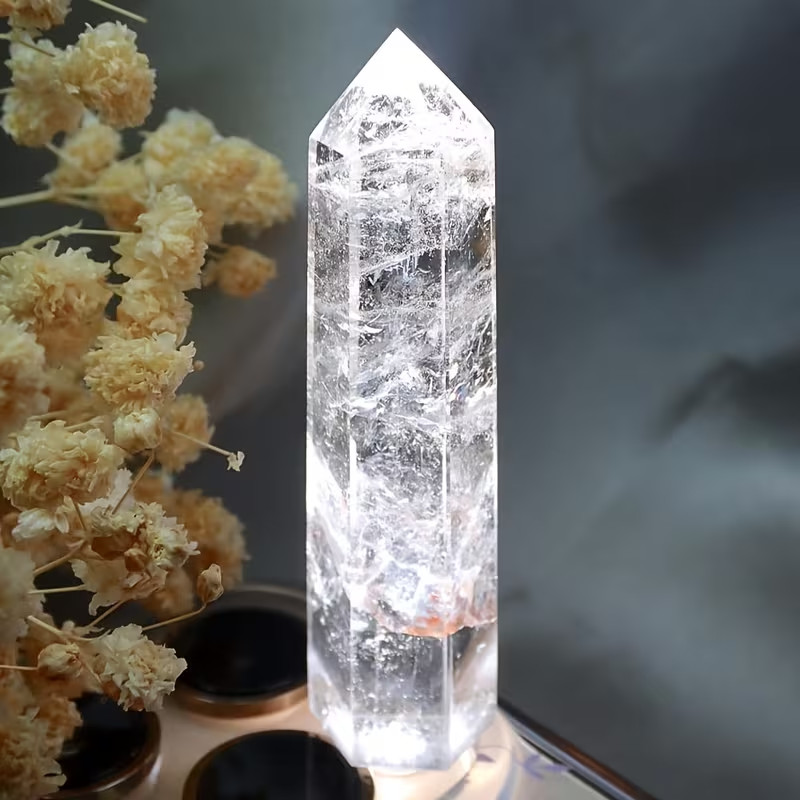 Natural Clear Quartz Tower Point Healing Crystal White Crystal Obelisk Wand