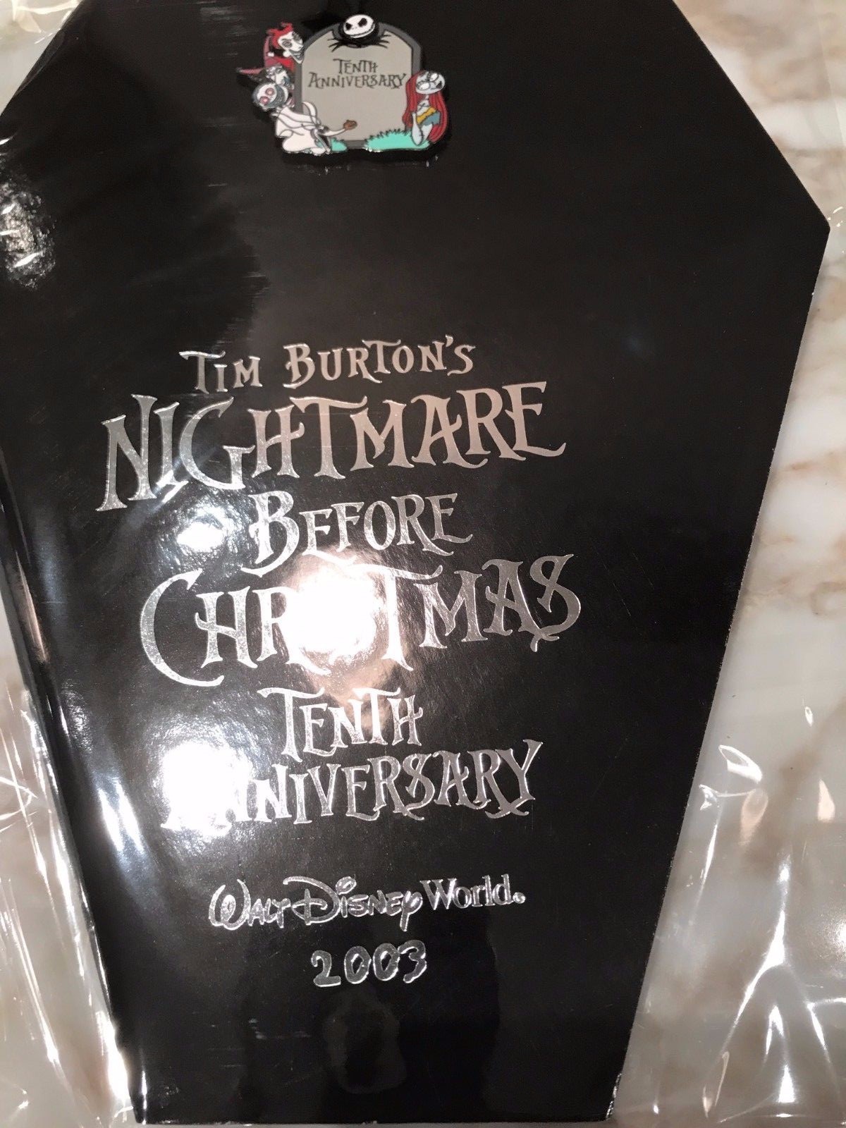 NBC 10th Anniversary 2003Tombstone Pin & Card NIGHTMARE BEFORE CHRISTMAS 