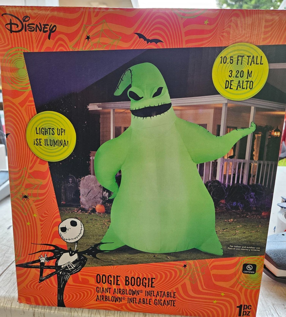 Gemmy 10.5 ft Tall Disney\'s Nightmare Giant Green Oogie Boogie Hallowee Inflate