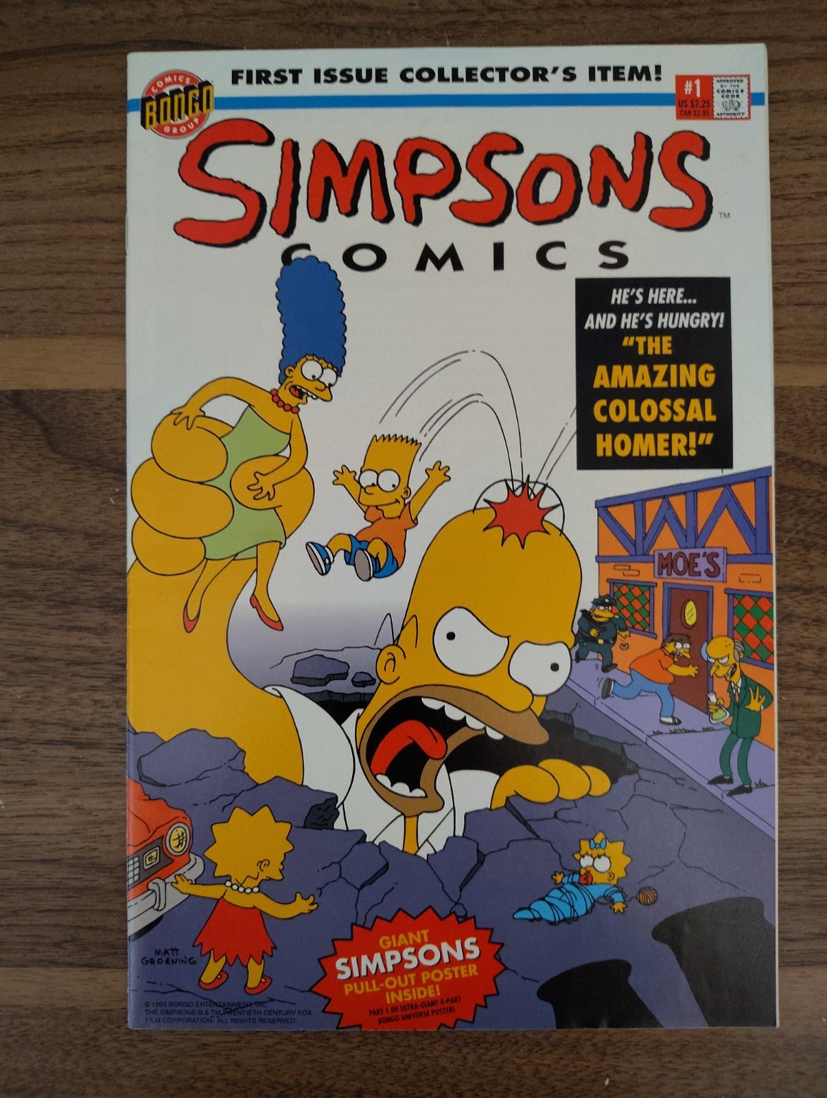 Simpsons Comics #1 (1993) Bongo Comics Premiere Issue Direct Edition W/ Poster