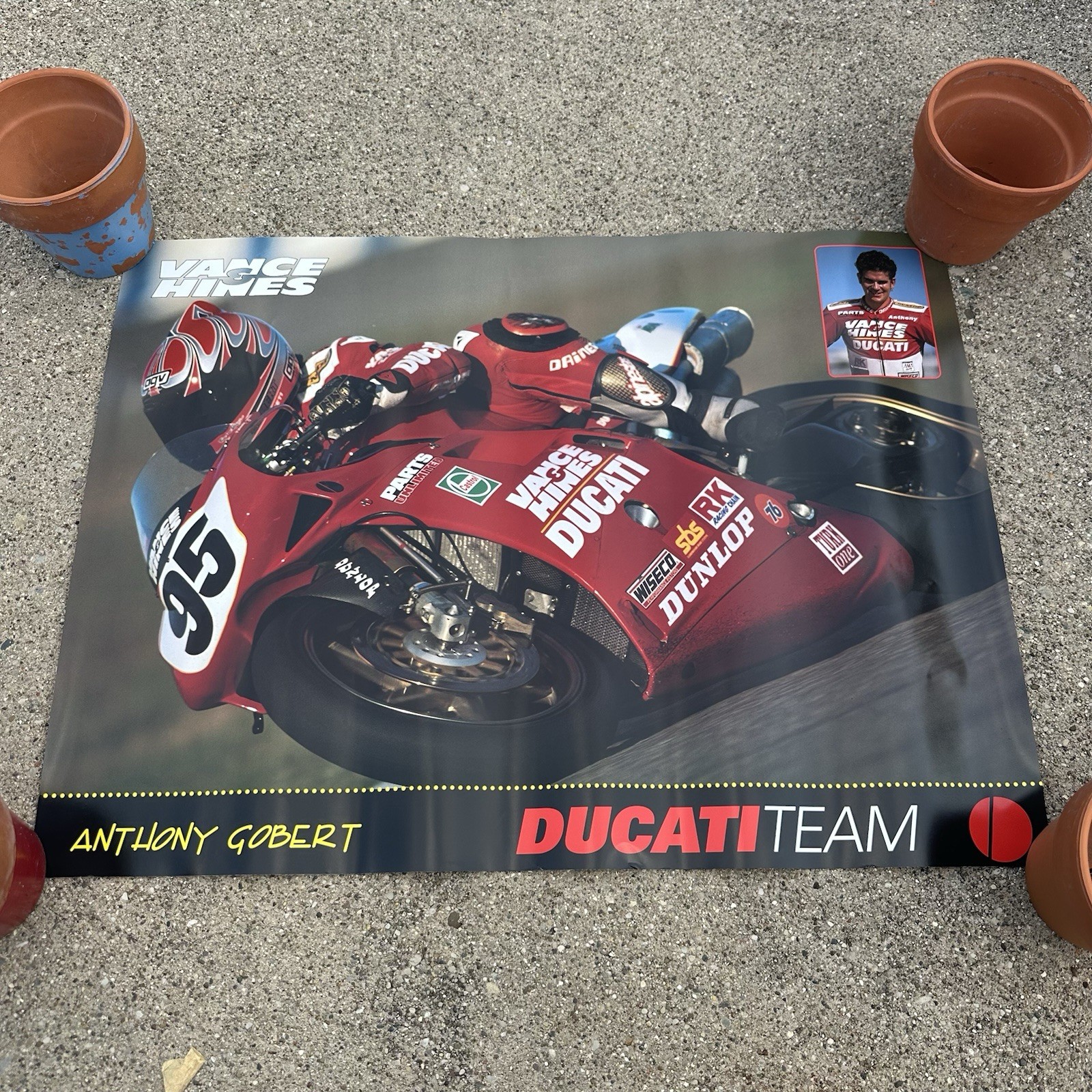 Vintage Poster 2000s Ducati Team Racing Superbike Anthony Gobert Vance Hines
