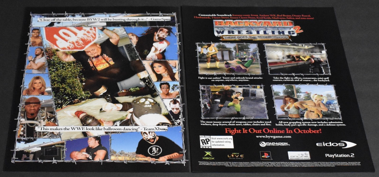 2004 Print Ad PlayStation 2 Video Game XBOX Backyard Wrestling 2 Fight It Out