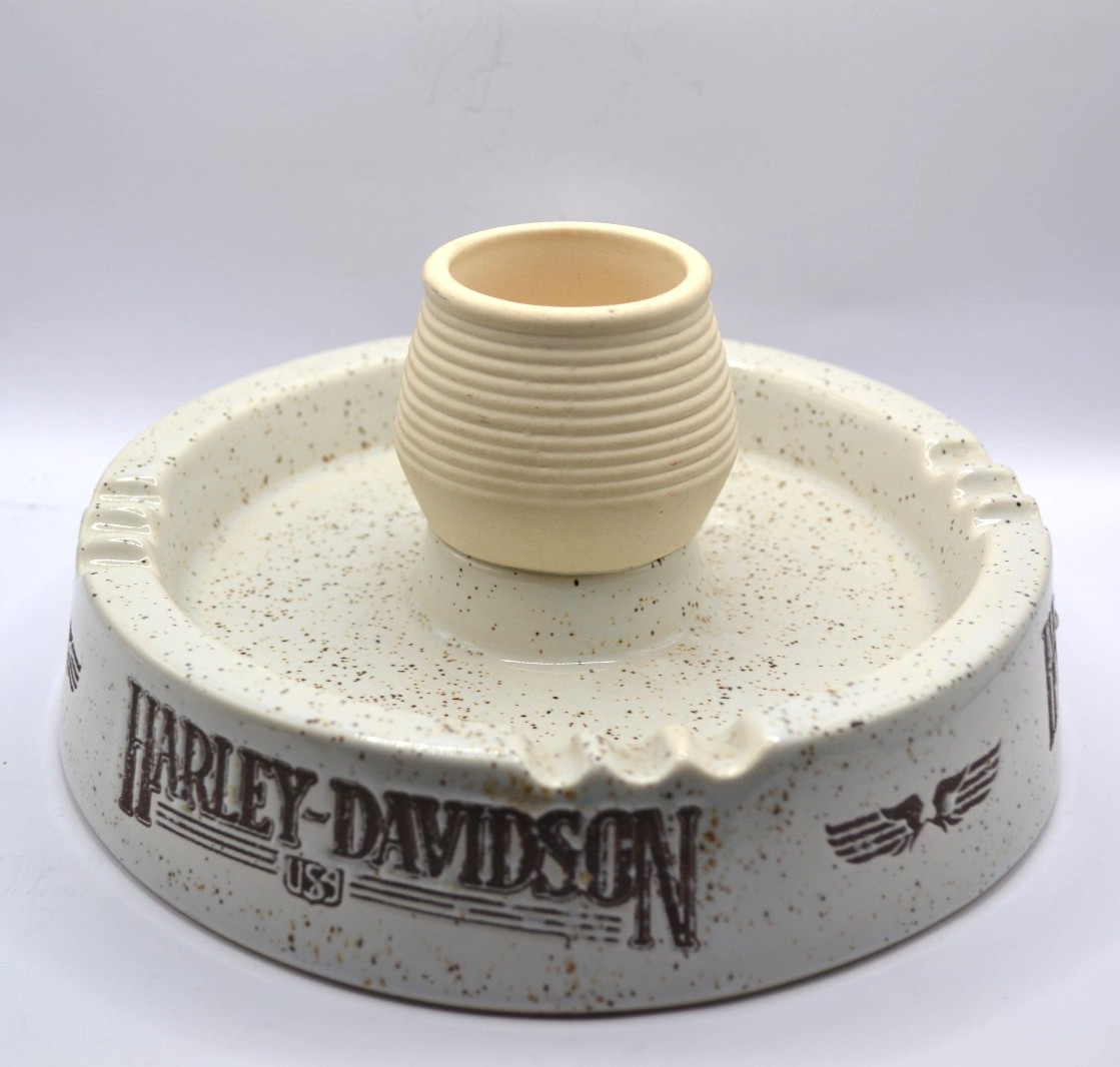Vintage Limited Edition Harley Davidson Ceramic Ashtray  Center Match Cigarette