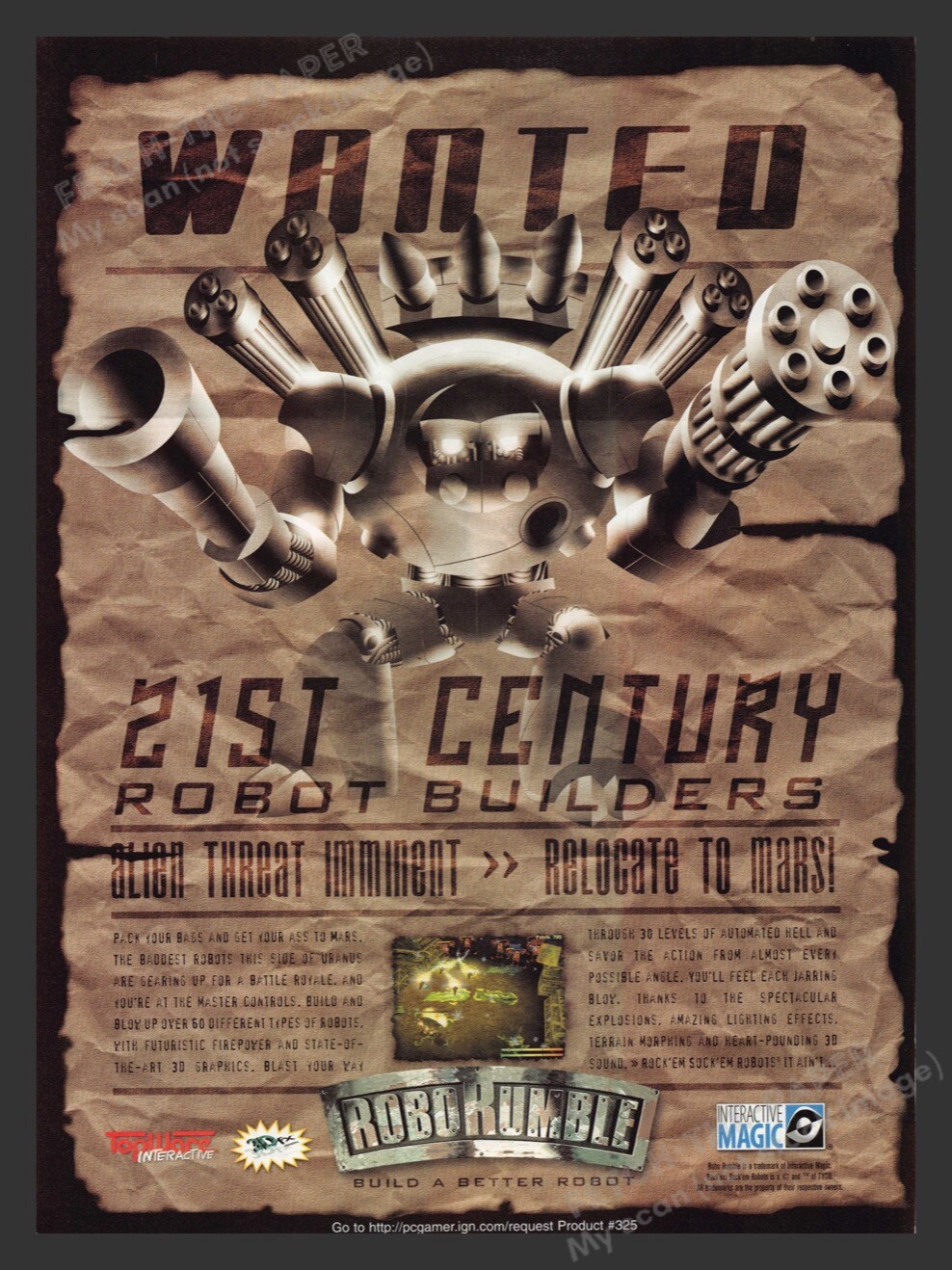 1998 Robo Rumble Wanted 21st Century Builders Video Game Print Ad
