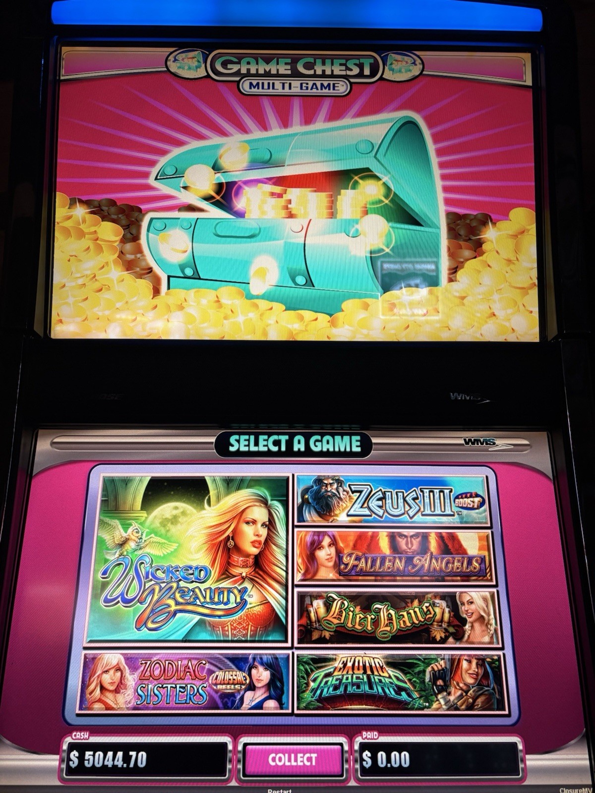 WMS BB2 MULTI GAME (6) SLOT MACHINE SOFTWARE GAME CHEST #4 BIER HAUSE, ZEUS 3