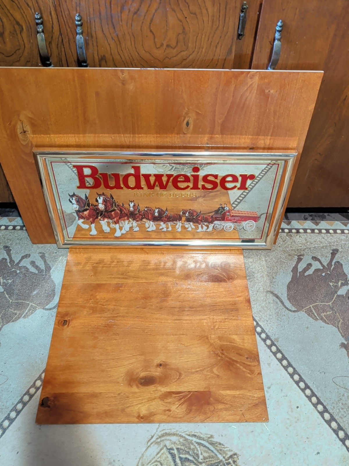 Budweiser King Of Beers Clydsdale Team Mirror 1990 Official 14x27