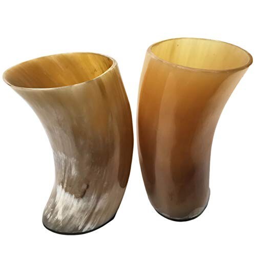 Viking Drinking Horn Mug Ale Beer Wine Ceremonial Medieval Drinkware Set of 2