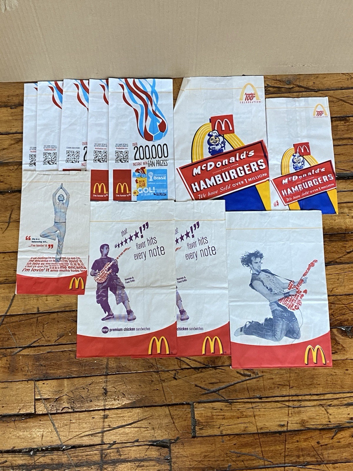 Vintage 2000s McDonald’s Paper Bag Lot Y2K FIFA World Cup Brasil Founders