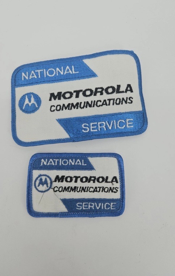 VTG MOTOROLA COMMUNICATIONS  NATIONAL SERVICE  6”& 4.5”EMBROIDERED Patches