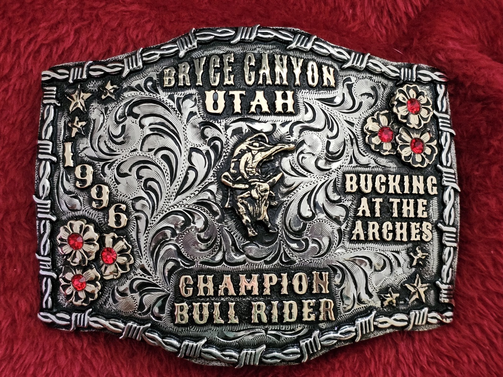 Bull Riding RODEO☆X~TREME☆Bryce Canyon Utah☆1996☆CHAMPION TROPHY BUCKLE☆Rare☆914