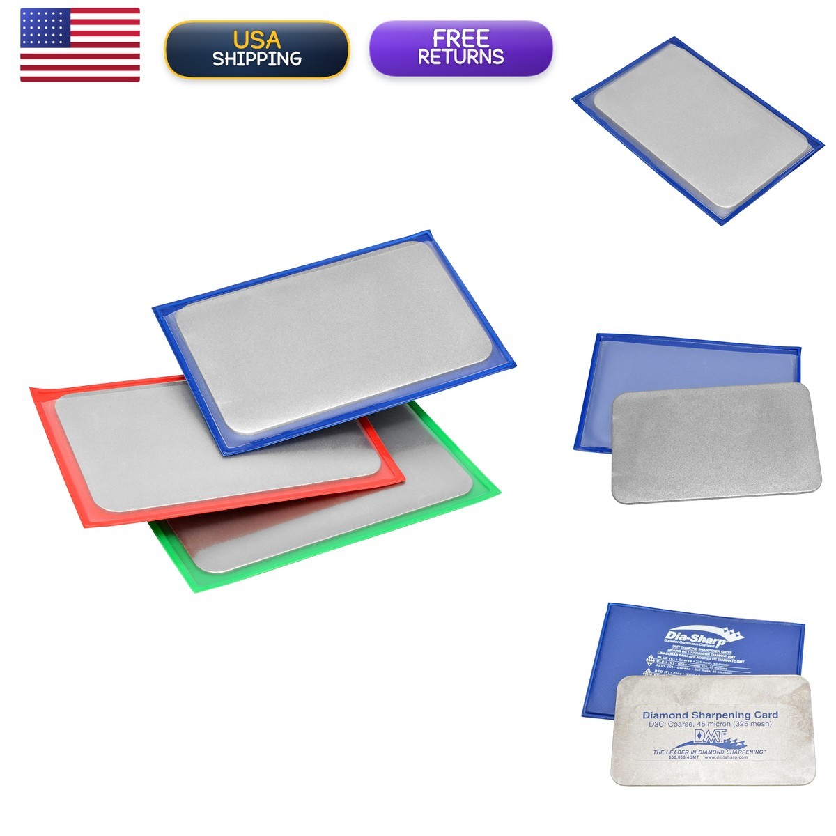 DMT Dia-Sharp Diamond Sharpening Stone Credit Card 3 Pack - Extra Fine Fine