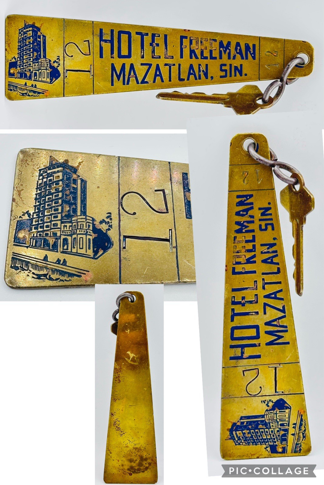 Hotel Freeman Mazatlan Sinaloa Mexico 6” Chunky Metal Hotel Room Key #12 Fob