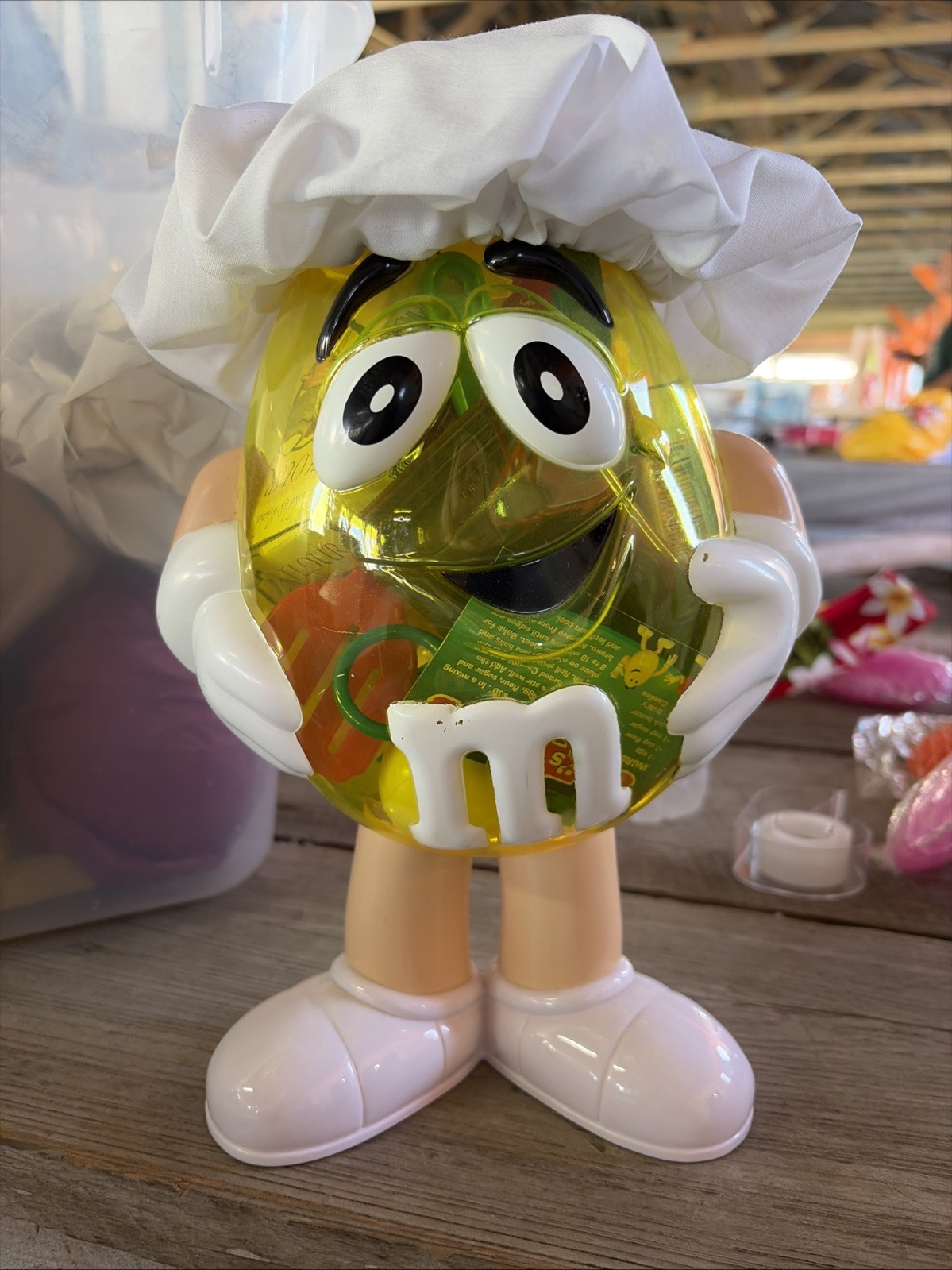 M&M's Yellow Character Chef Hat Collectible Advertising Figurine Candy Nuts
