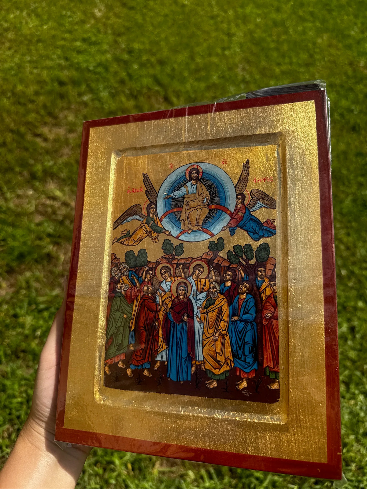Ascension Orthodox Icon Raised Wood 18kt Gold Leaf