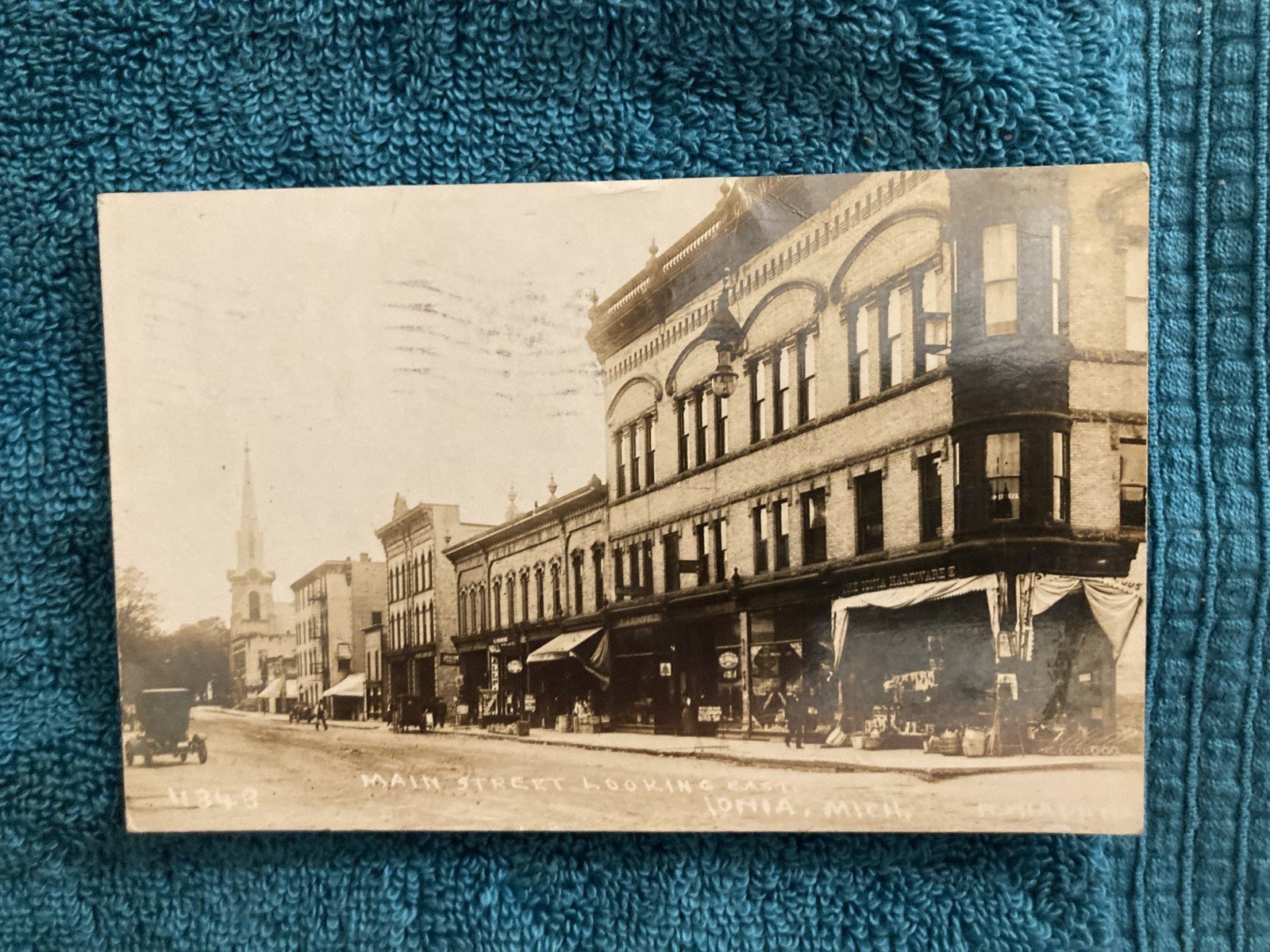 RPPC Main Street Looking East Ionia Michigan Posted 1912 Grand Rapids Pesha