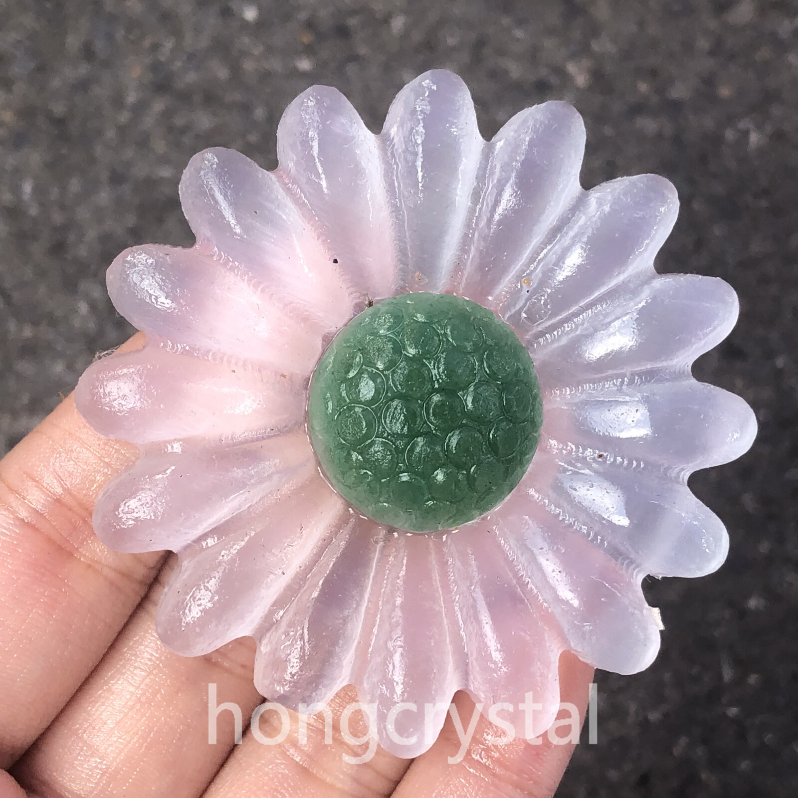 1pc Selenite quartz Hand Carved Bellis perennis Crystal Reiki Healing