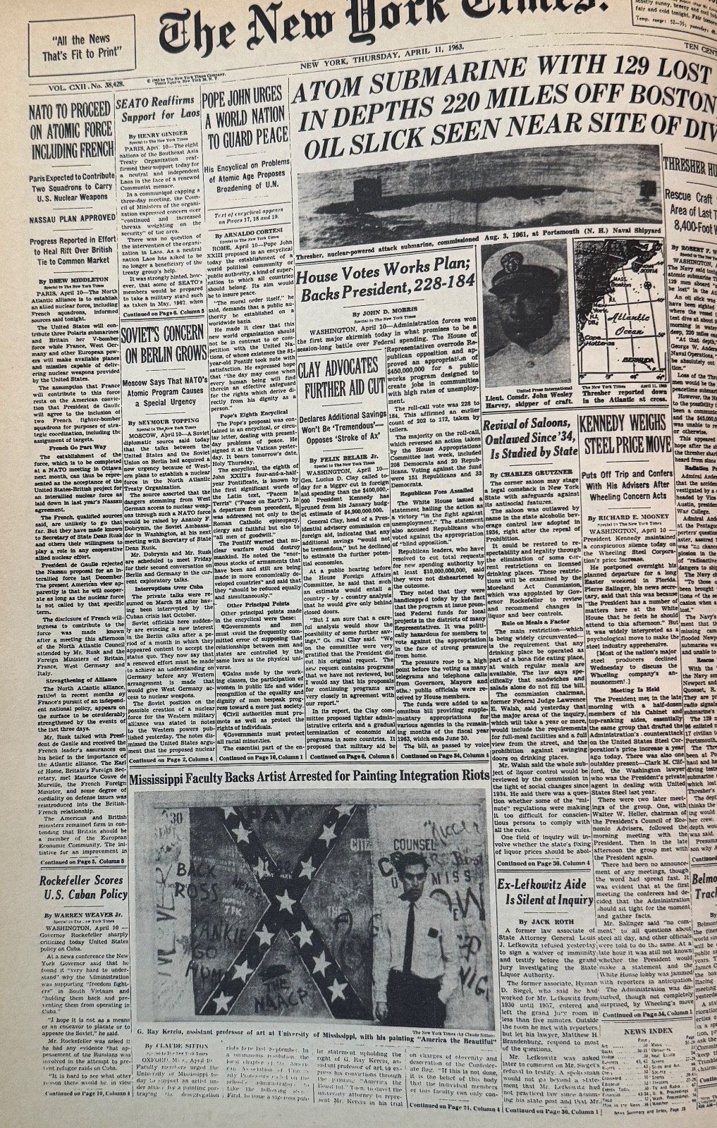 Vintage crash of Submarine Thresher NEW YORK TIMES News Article Estate Sale Find