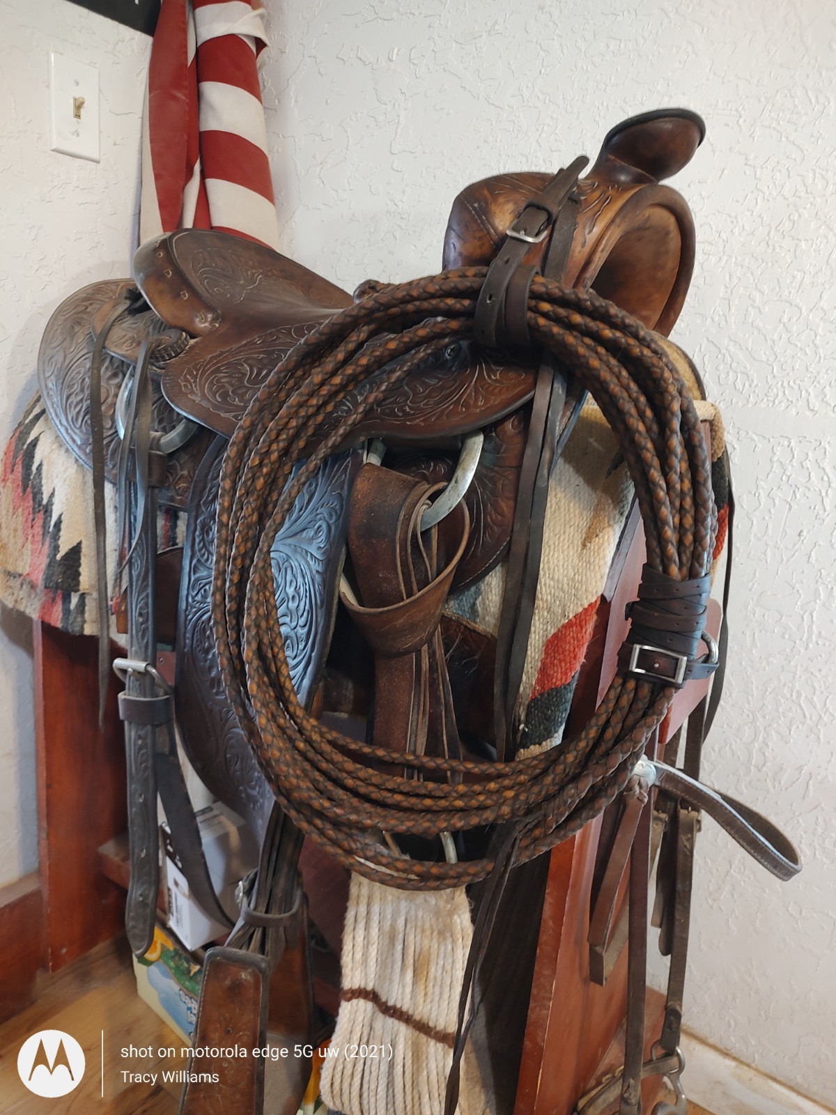 Authentic 45ft. 19th c. Mexican Leather Reata