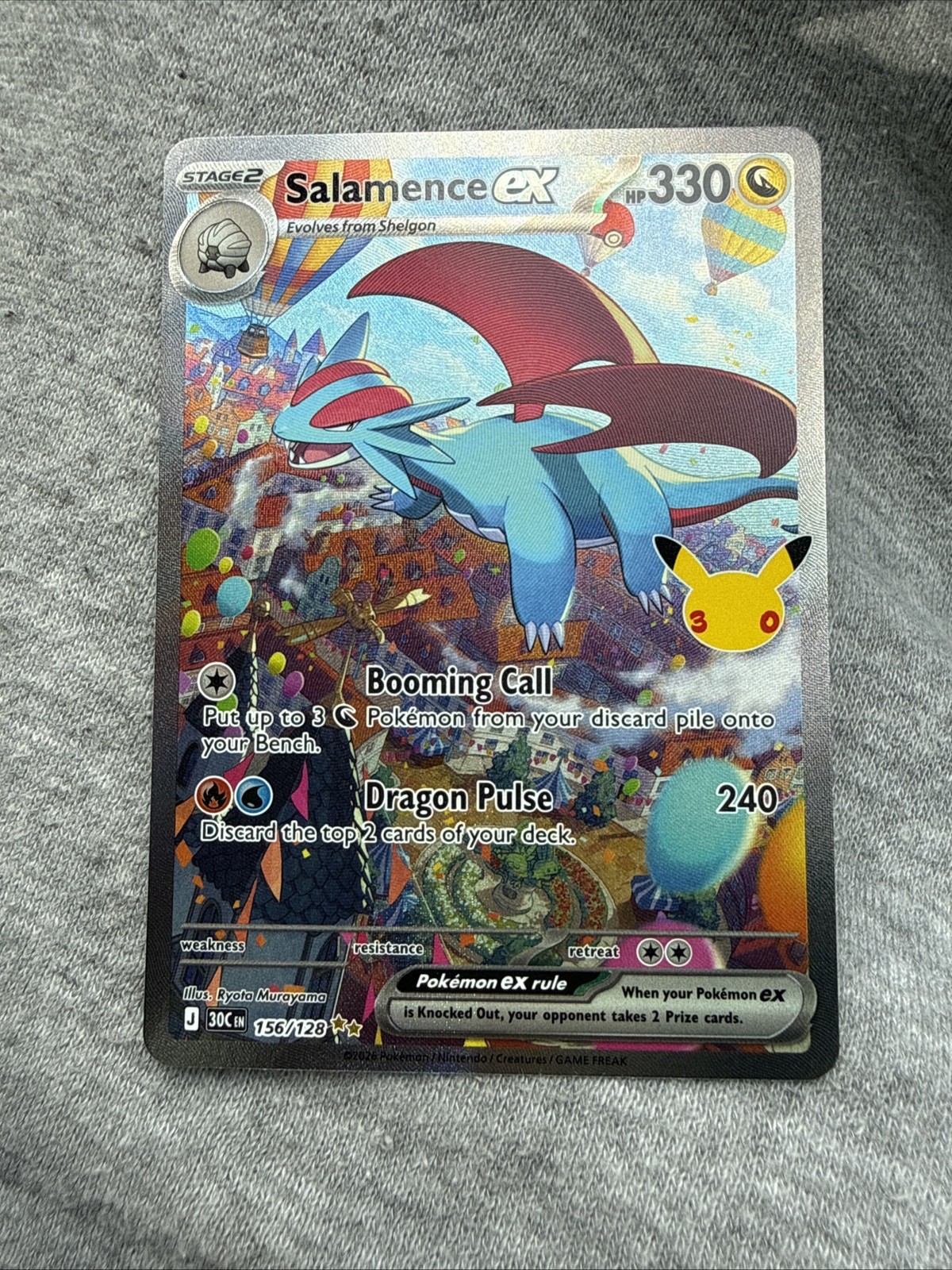 Pokémon TCG Salamence ex 156/128 30th Celebrations SIR