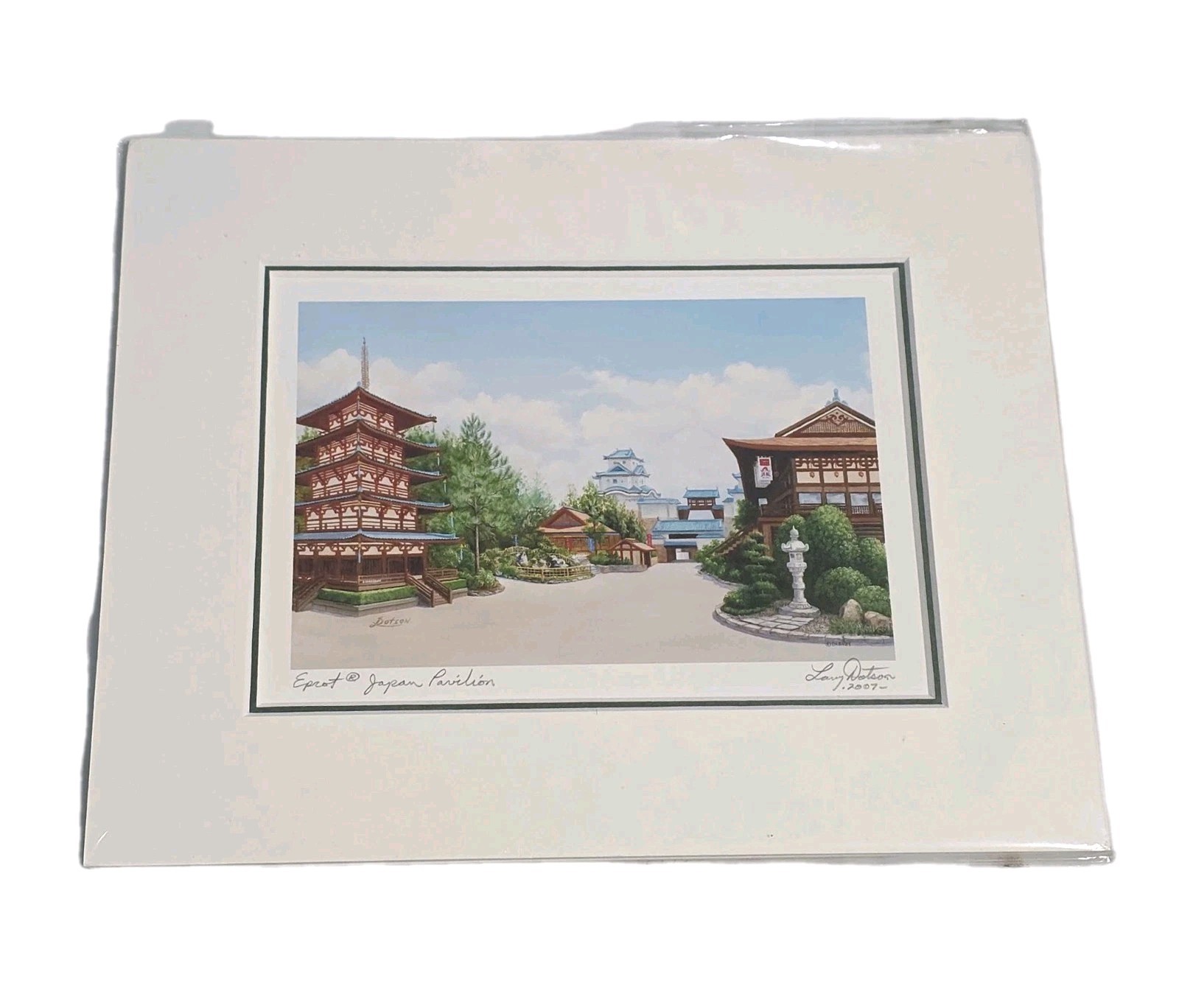 Disney Vacation Memories EPCOT Japan Pavilion Signed By Larry Dotson Print 2007