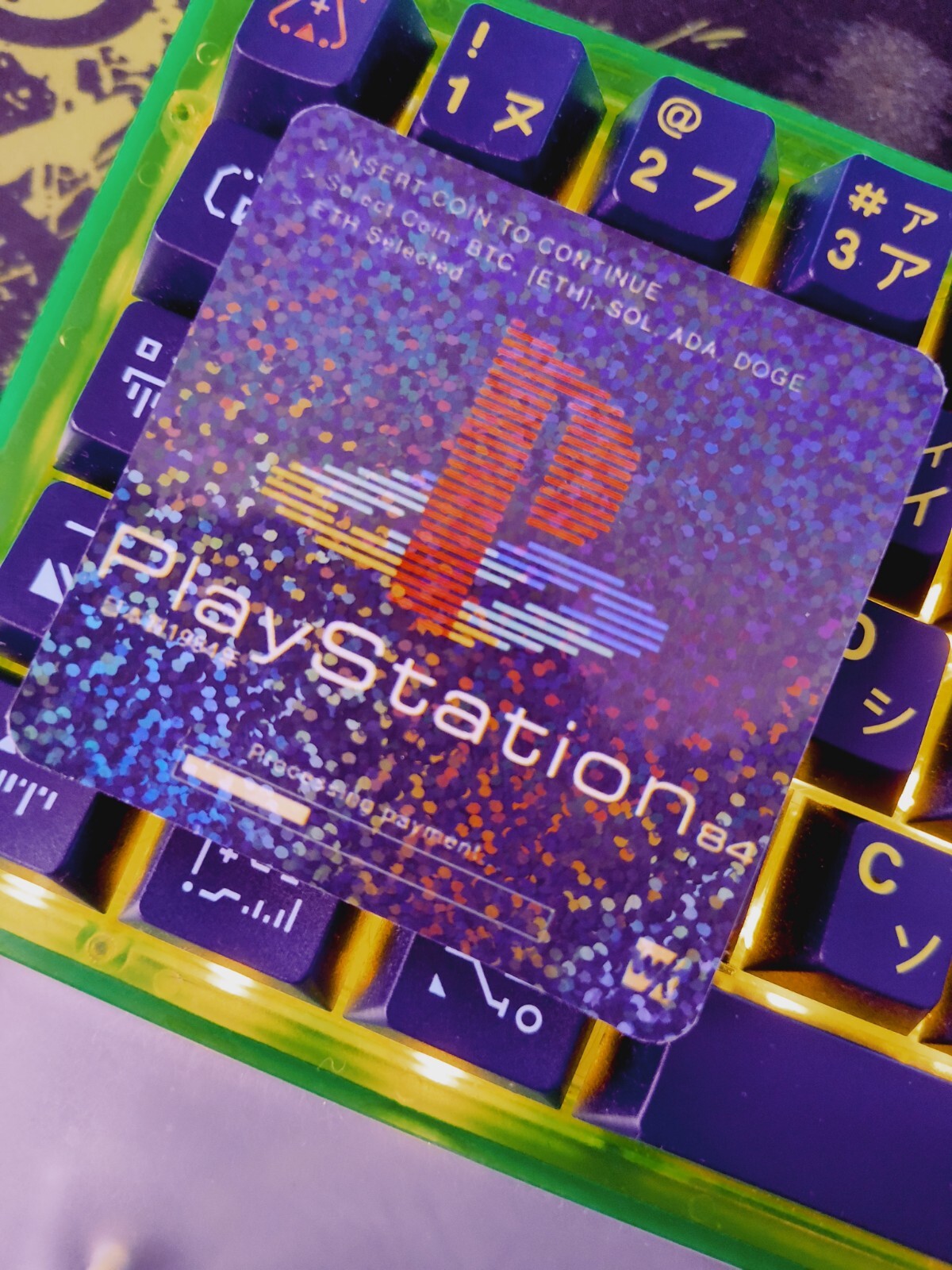 Retro Gaming Tech Brand Holographic Sticker Custom Art Handmade Water Resistant