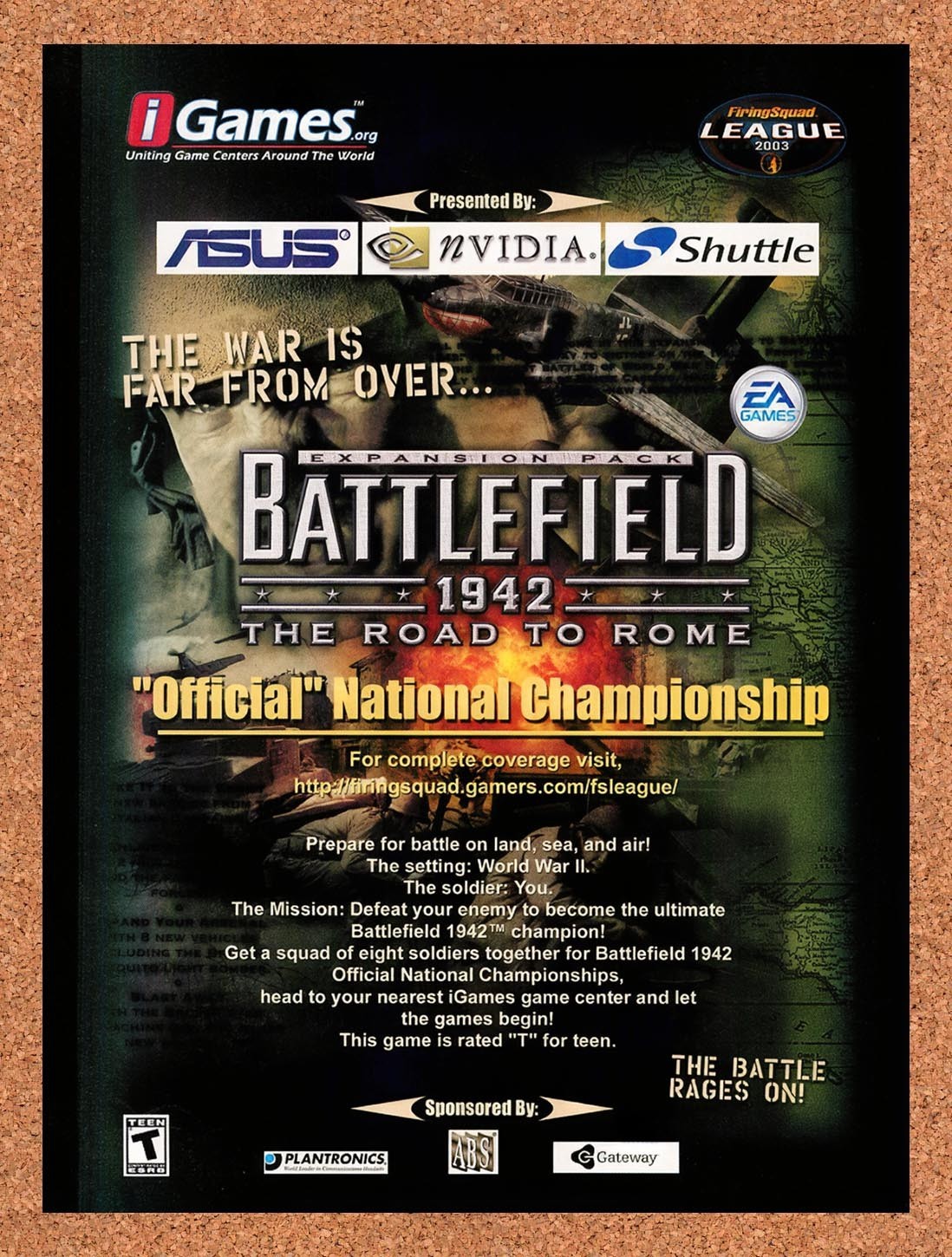 2003 Battlefield 1942 Road To Rome Official National Championship Original Ad v1