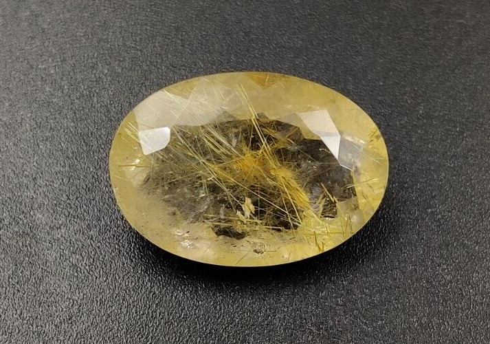9.55 Ct Natural Rutilated Quartz Oval Faceted 17.40x12.30mm Loose Gemstone W216