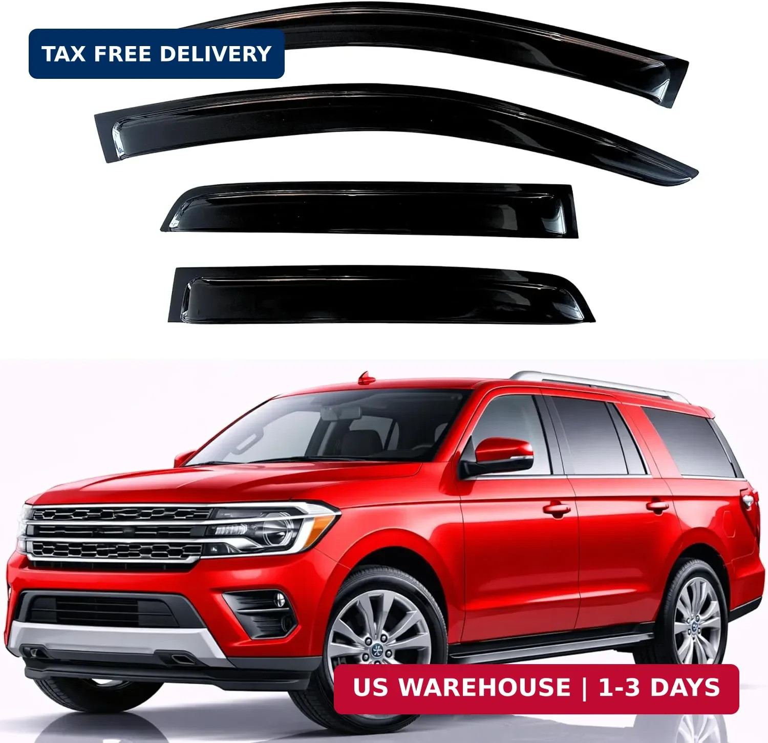 Rain Guards Fit for 2018-2025 Ford Expedition, Out-Channel Window Visors Ven