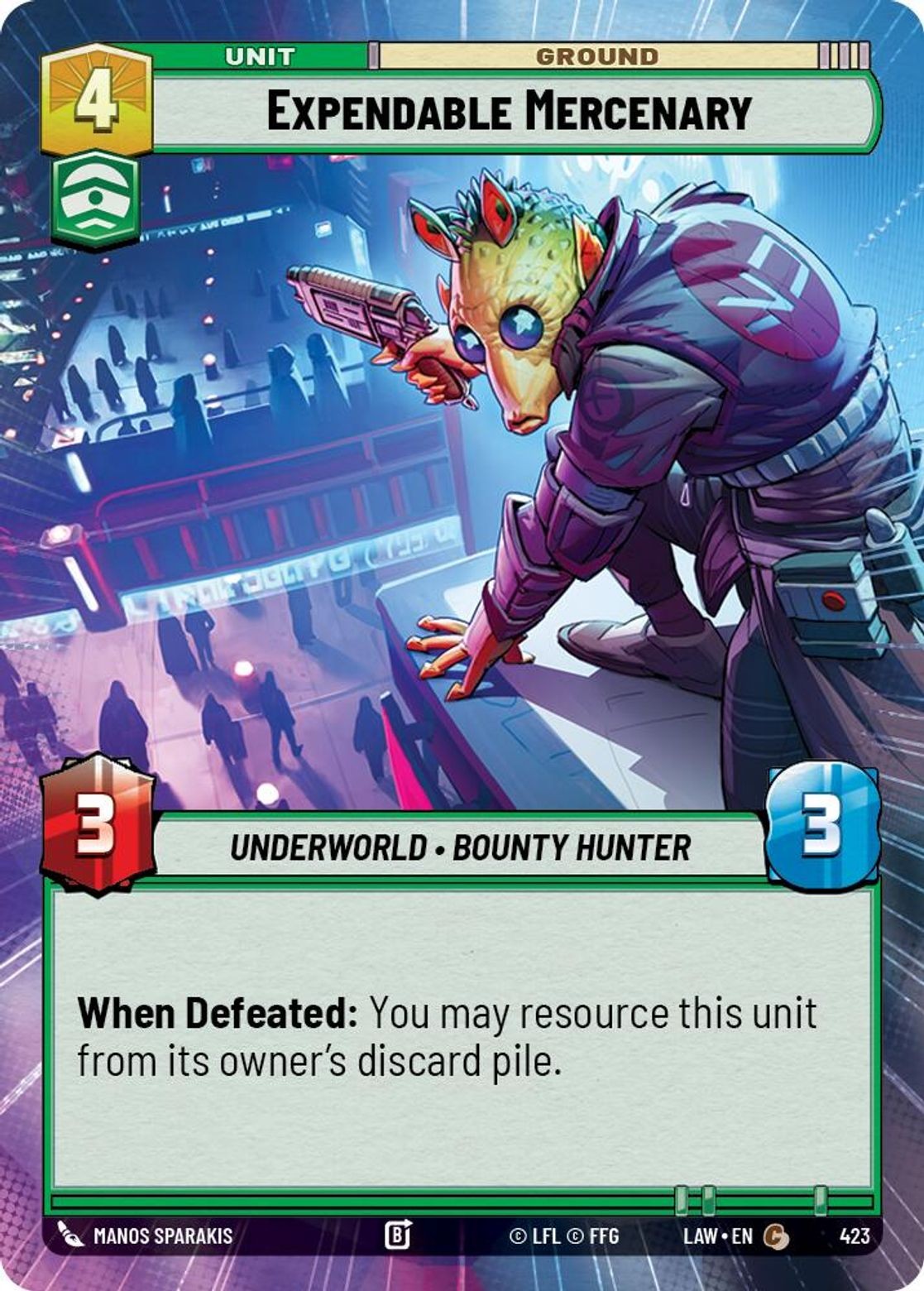 Expendable Mercenary (423) (Hyperspace) (Non-Foil) Star Wars Unlimited NM