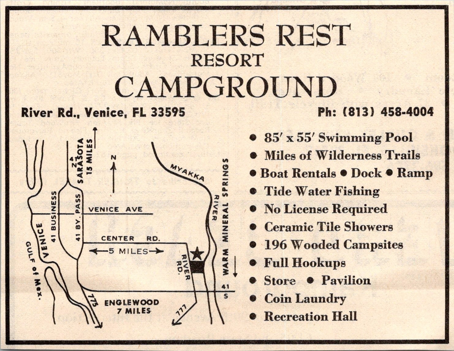 Ramblers Rest Resort Campground Venice FL 1974 Ad TAK6-M10