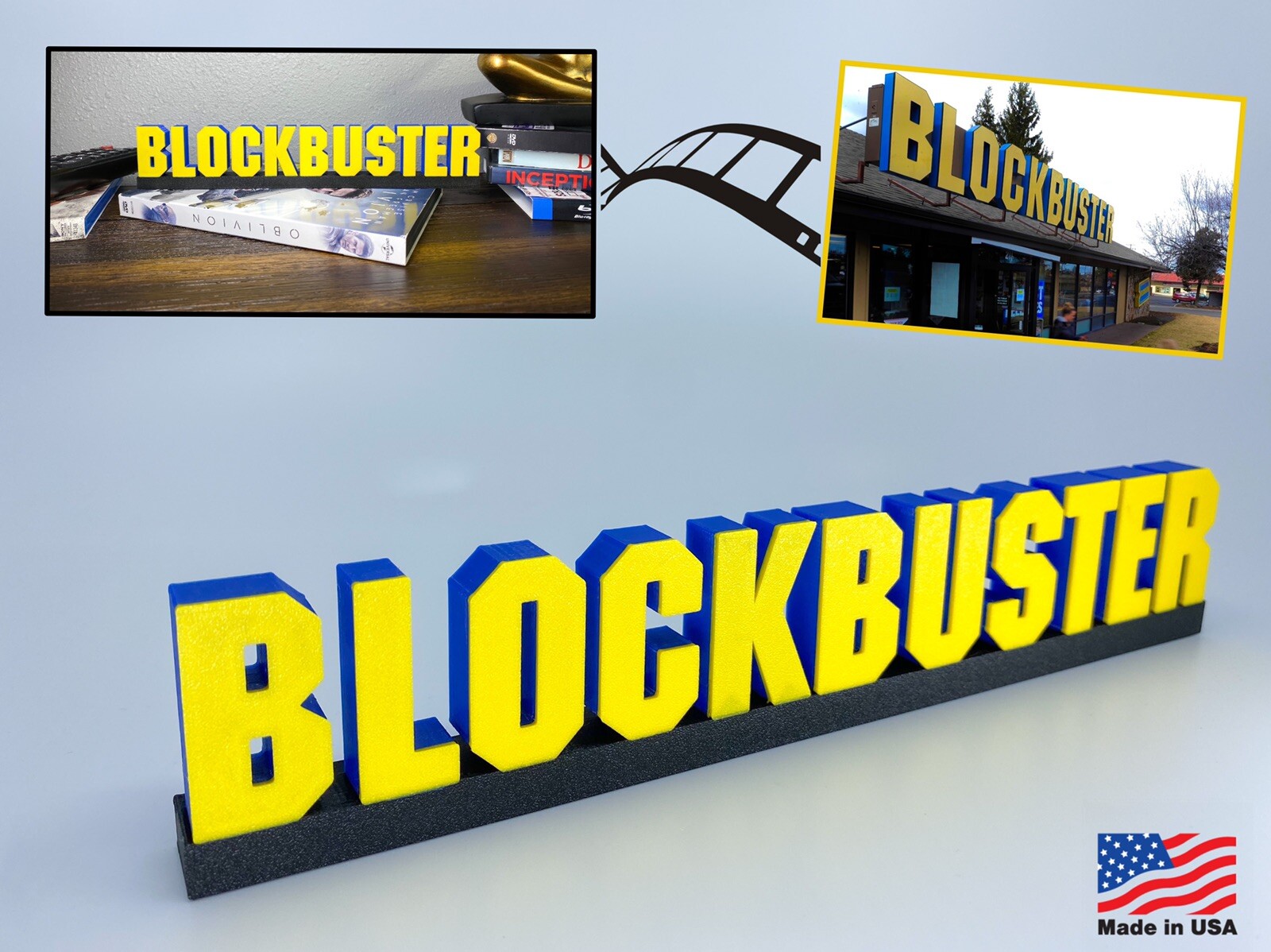 Blockbuster Video Logo Sign Retro 90s Movie Room Man Cave Shelf Decor