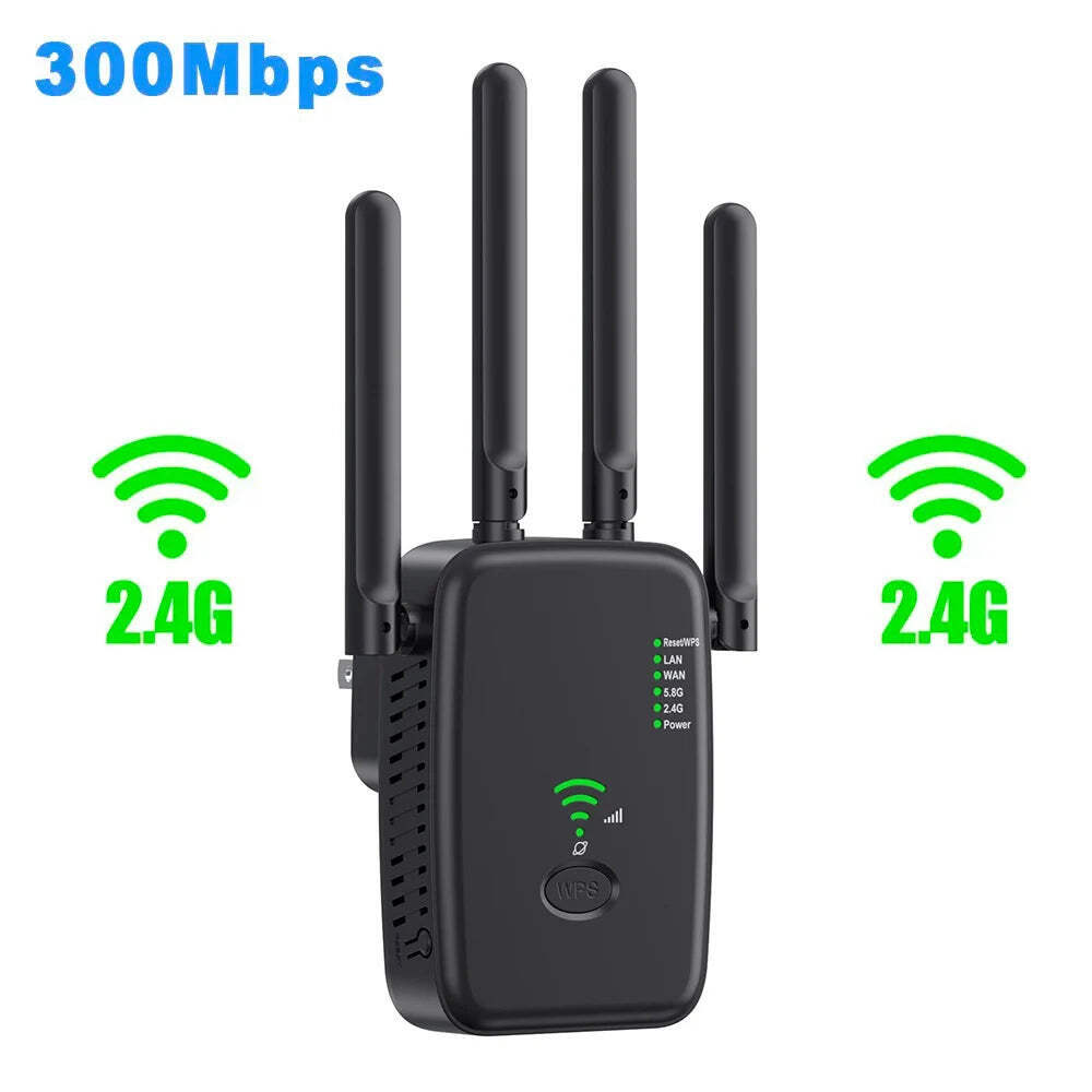 1200Mbps Wireless WiFi Repeater Wifi Signal Booster Dual-Band 2.4G 5G WiFi Exten