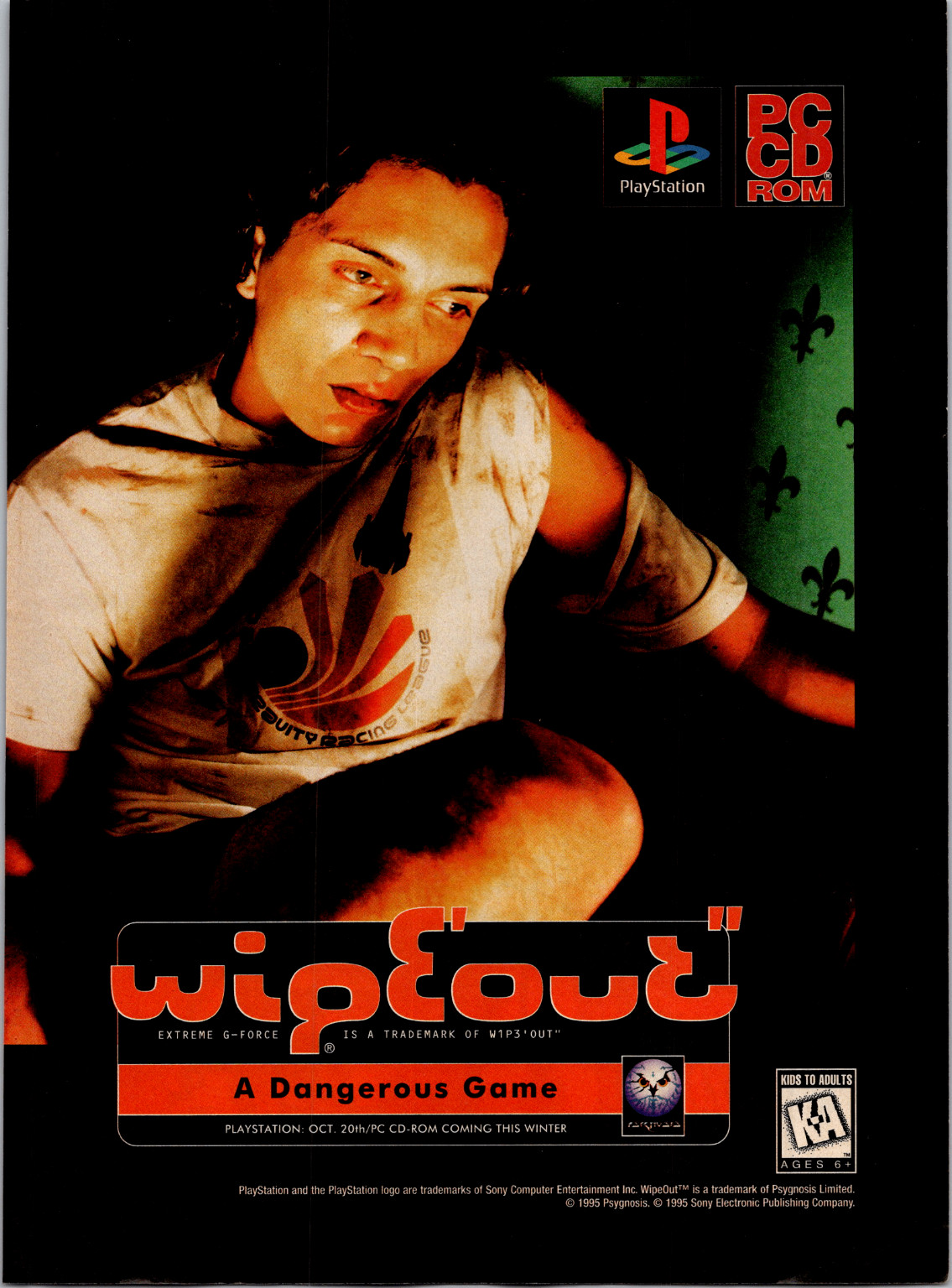 Wipeout PlayStation PC CD-ROM 1995 Vintage Video Game Magazine Ad