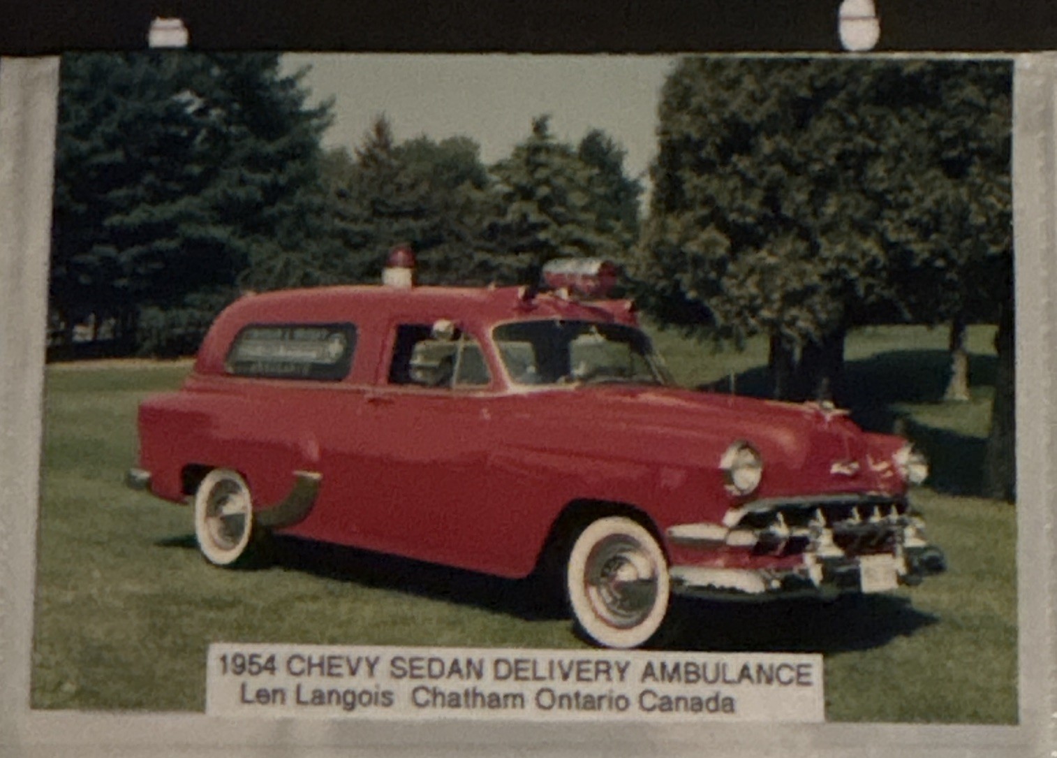 1954 Chevy Sedan Delivery Ambulance Chatham Ontario Canada Glossy 4”X”6 Photo