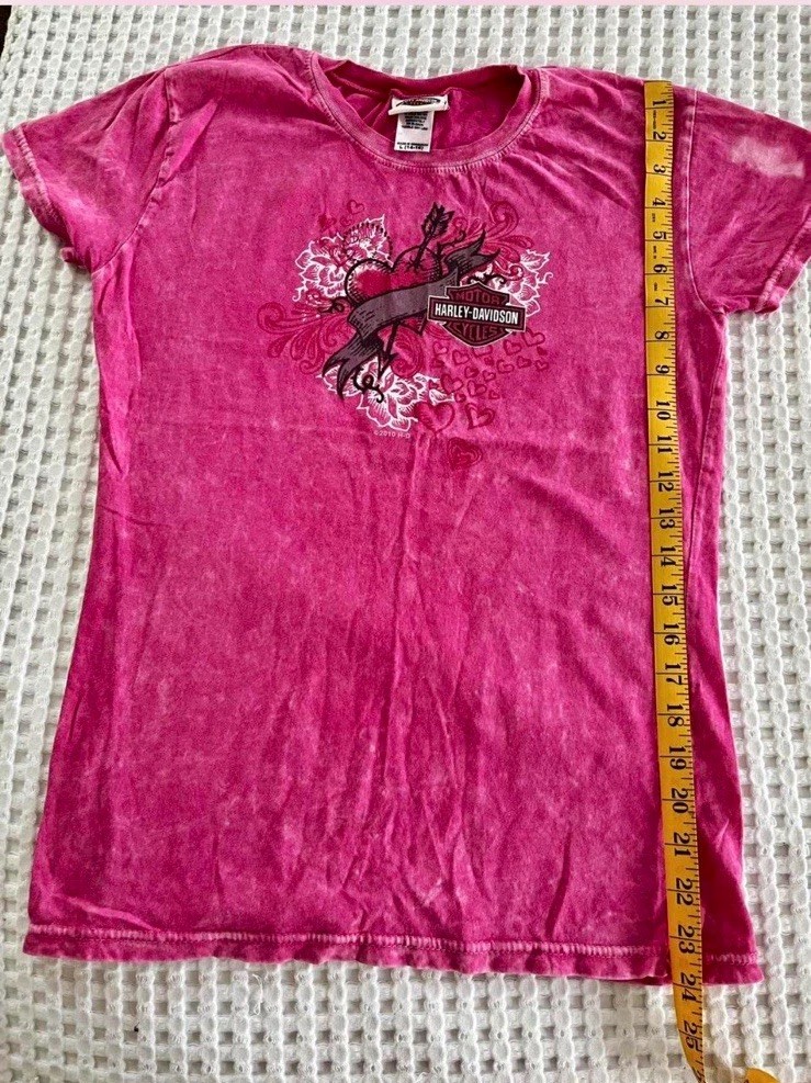 Harley-Davidson Pink Short Sleeve Graphic T-Shirt, Size L (14-16)