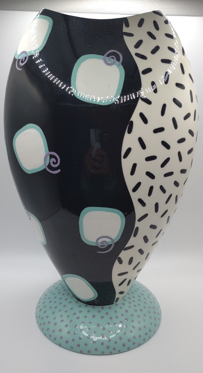 Rita Michael Duvall Post Modern Pottery Vase 14 Inch Signed 1992 Vintage 