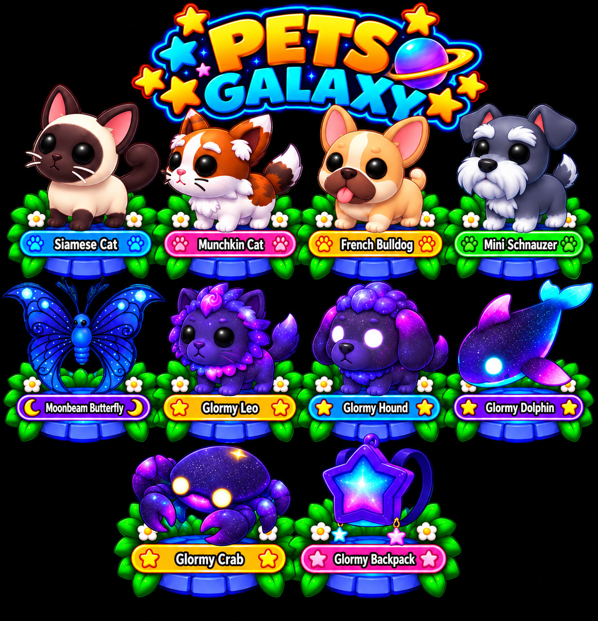 Siamese Cat - Munchkin Cat - Moonbeam Butterfly - Glormy Leo - Adopt From Me