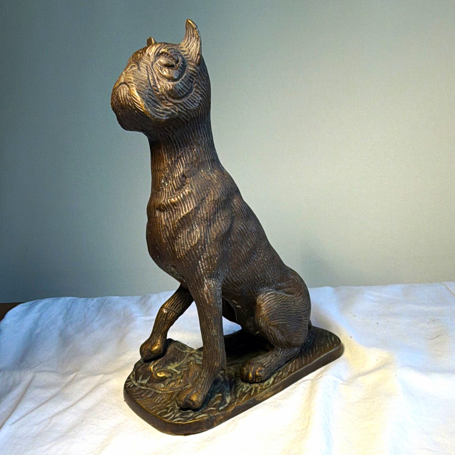 Vintage Textured Patinated Bronze Metal Dog   Very Collectible 