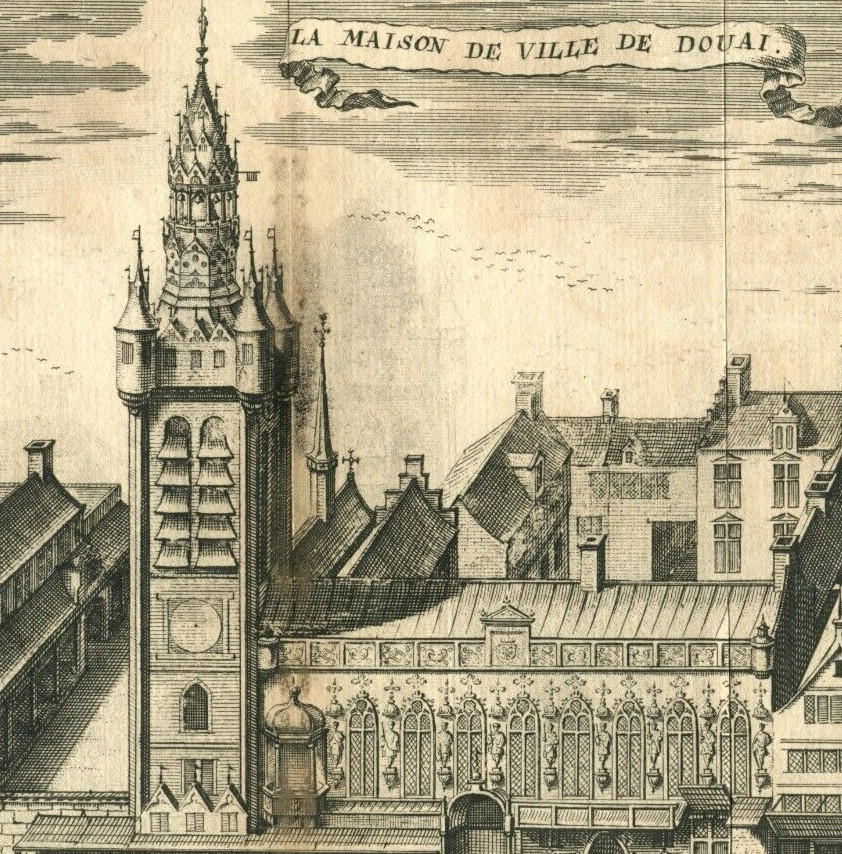 1720 original LA MAISON DE VILLE DE DOUAI France by Jacobus Harrewijn