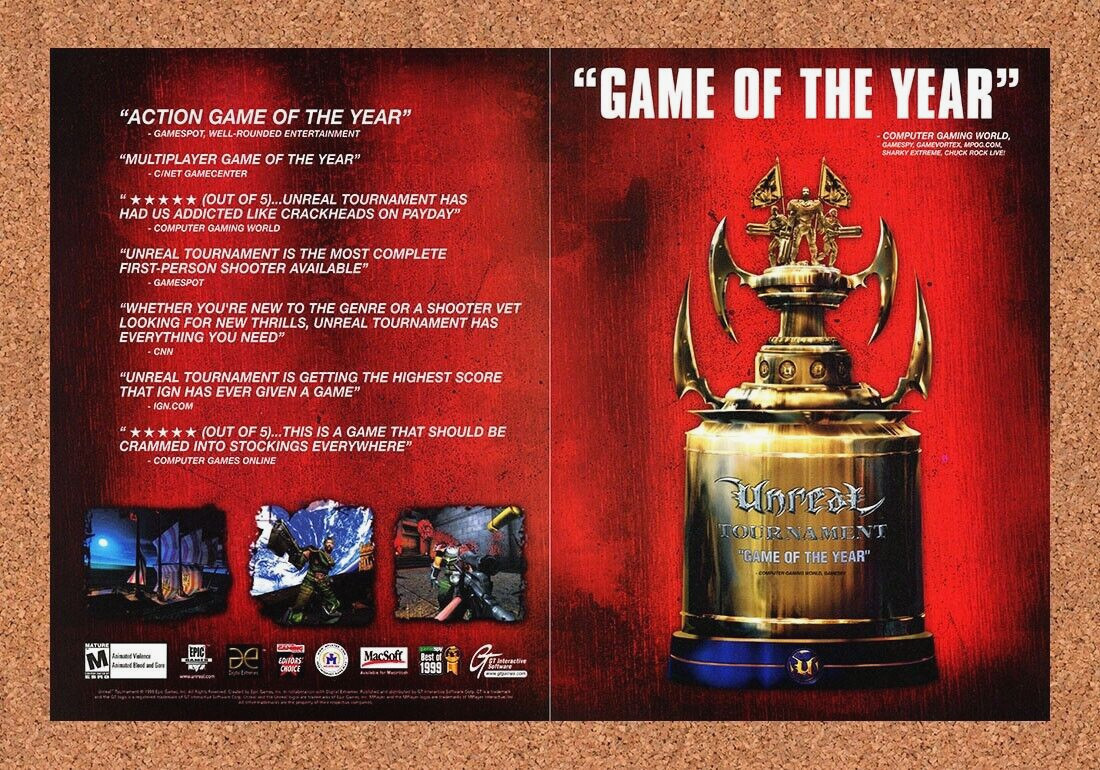 2000 Unreal Tournament GOTY Original Advertisement / Retro Promo v3