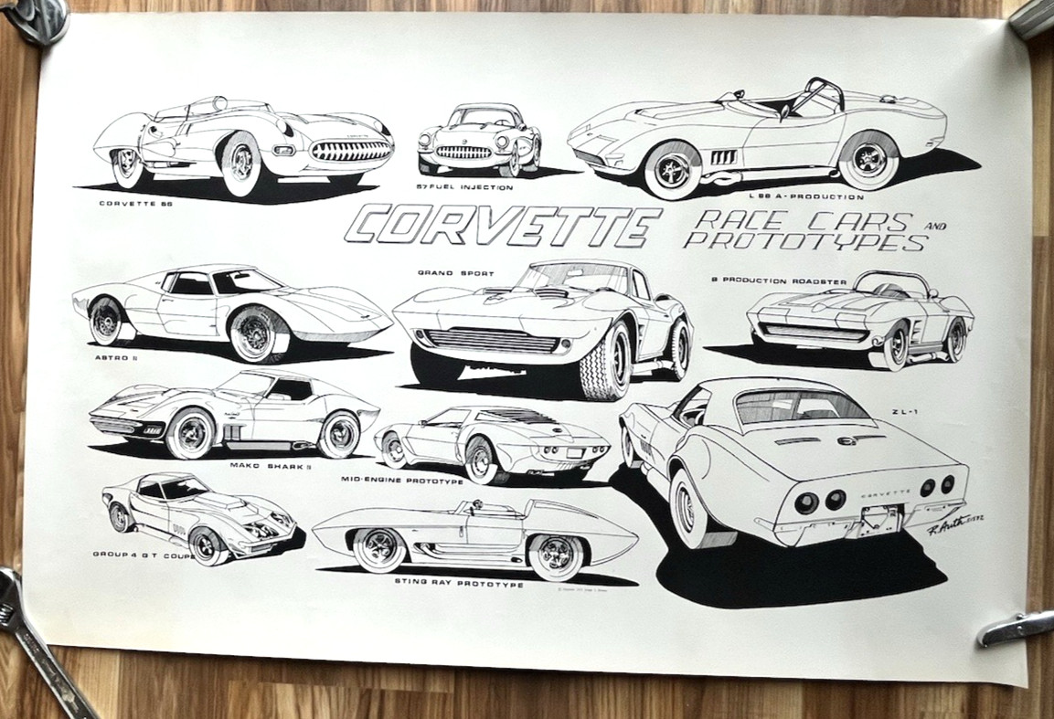 1972 chevy corvette race cars and prototypes poster R auth 51572