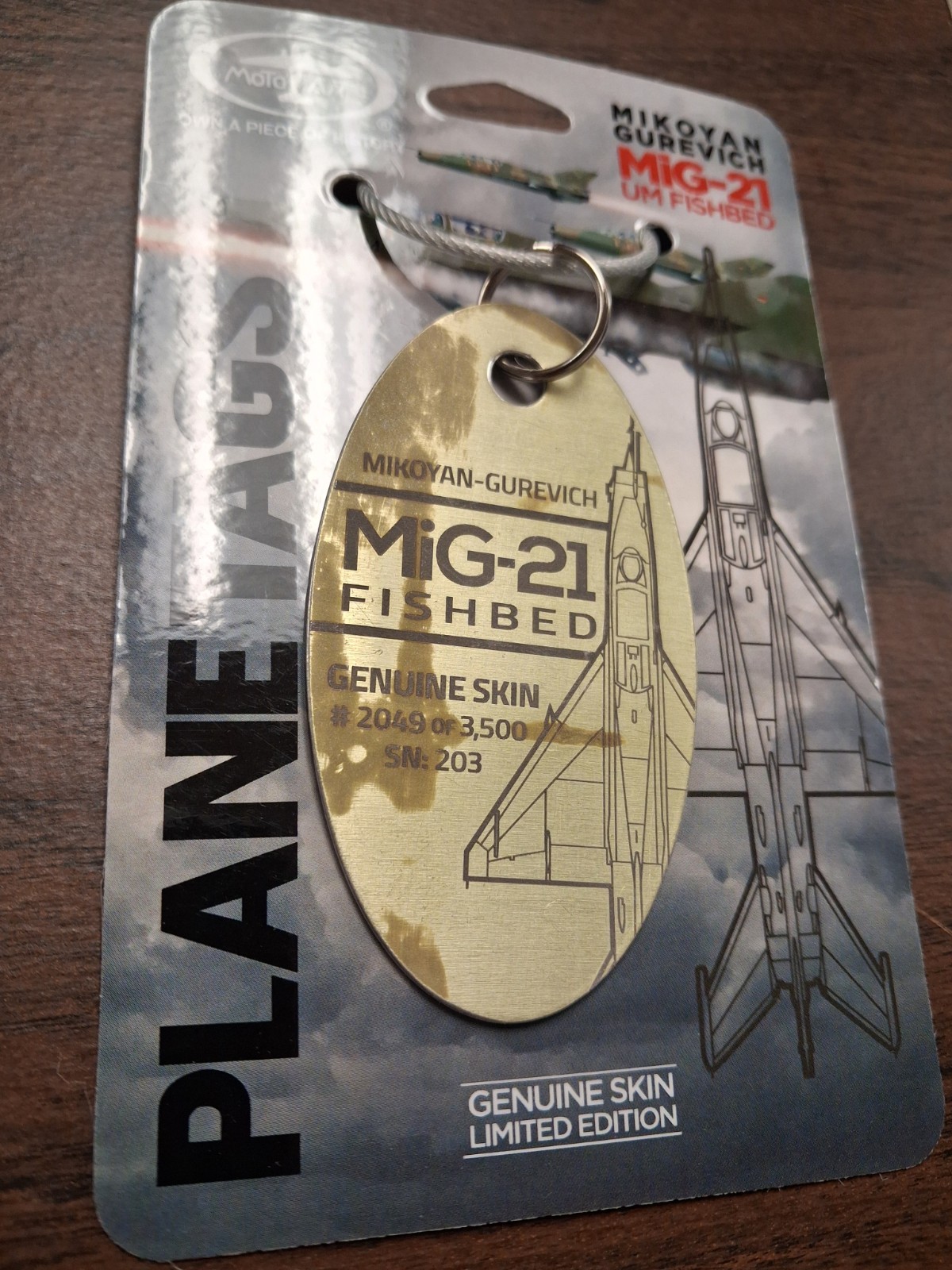 Gold MiG-21 Fishbed Genuine Skin Planetags / Plane Tag