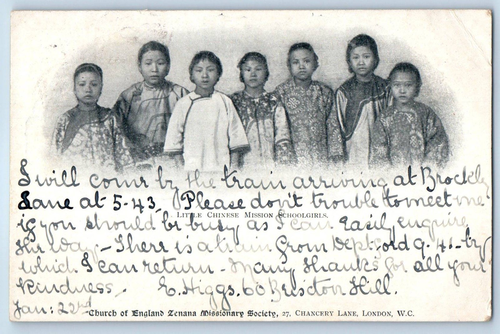 China Postcard Little Chinese Mission Schoolgirls Medical Mission c1905 Posted