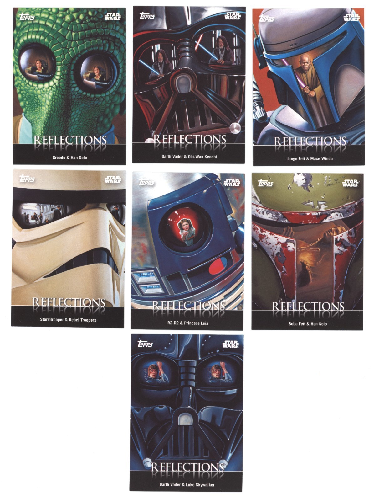 2016 Star Wars Physical Card Trader Complete 7 Card Reflections Series 1 Set