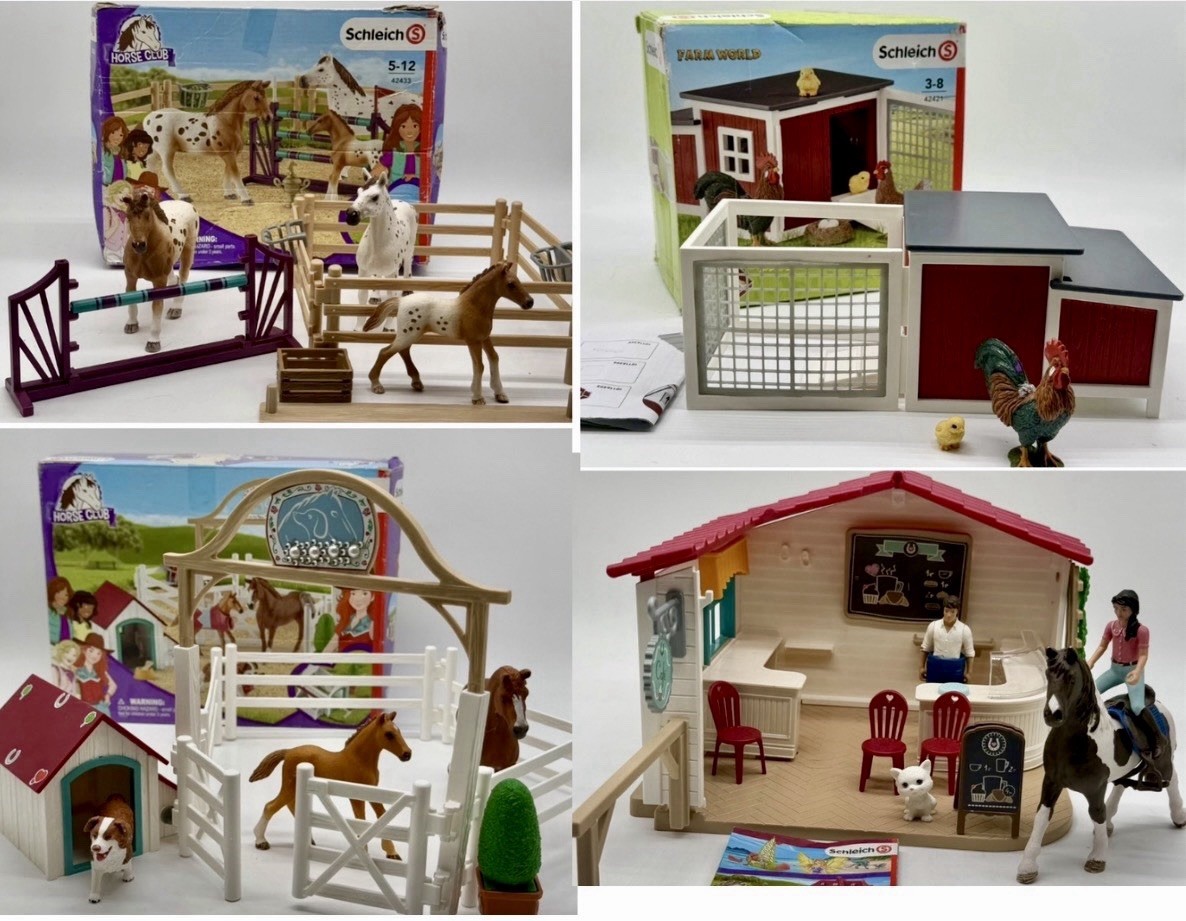 Schleich Farm-House-Horses-PlaySets~Lot of 4 (Incomplete)