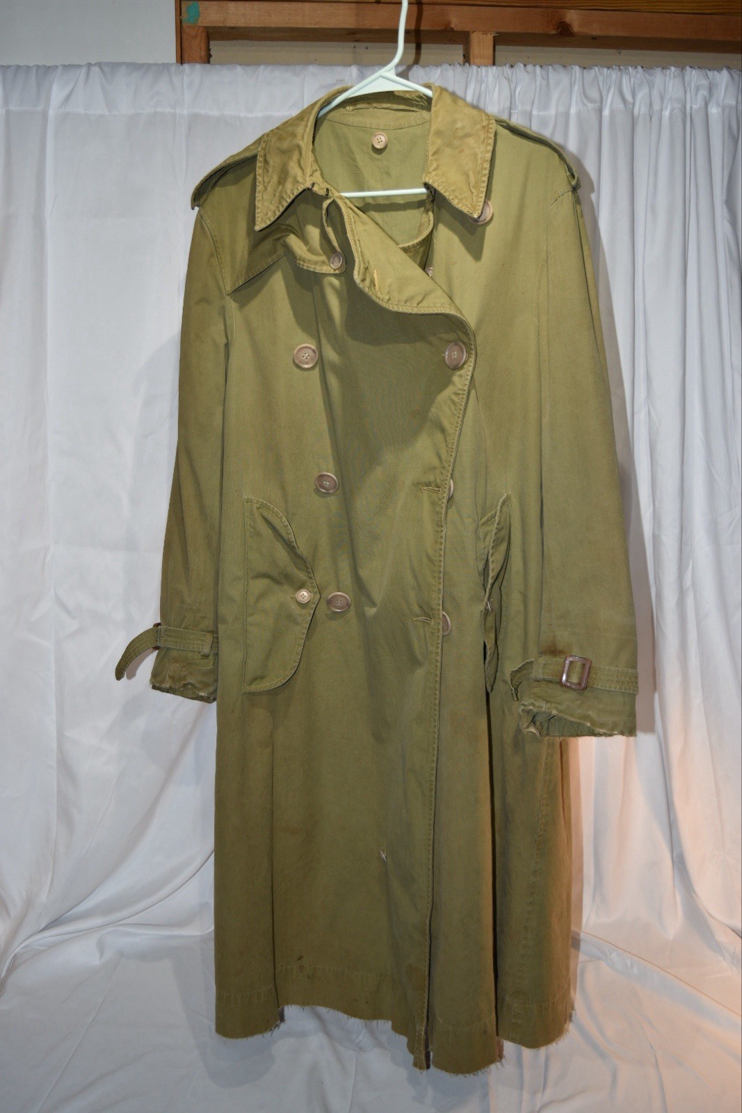 Authentic WWII Worn WAAC Officer Trench Coat - Size Small - Read Description