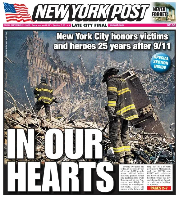 NEVER FORGET IN OUR HEARTS NYC HONORS VICTIMS & HEROES NY POST 9/11 2026