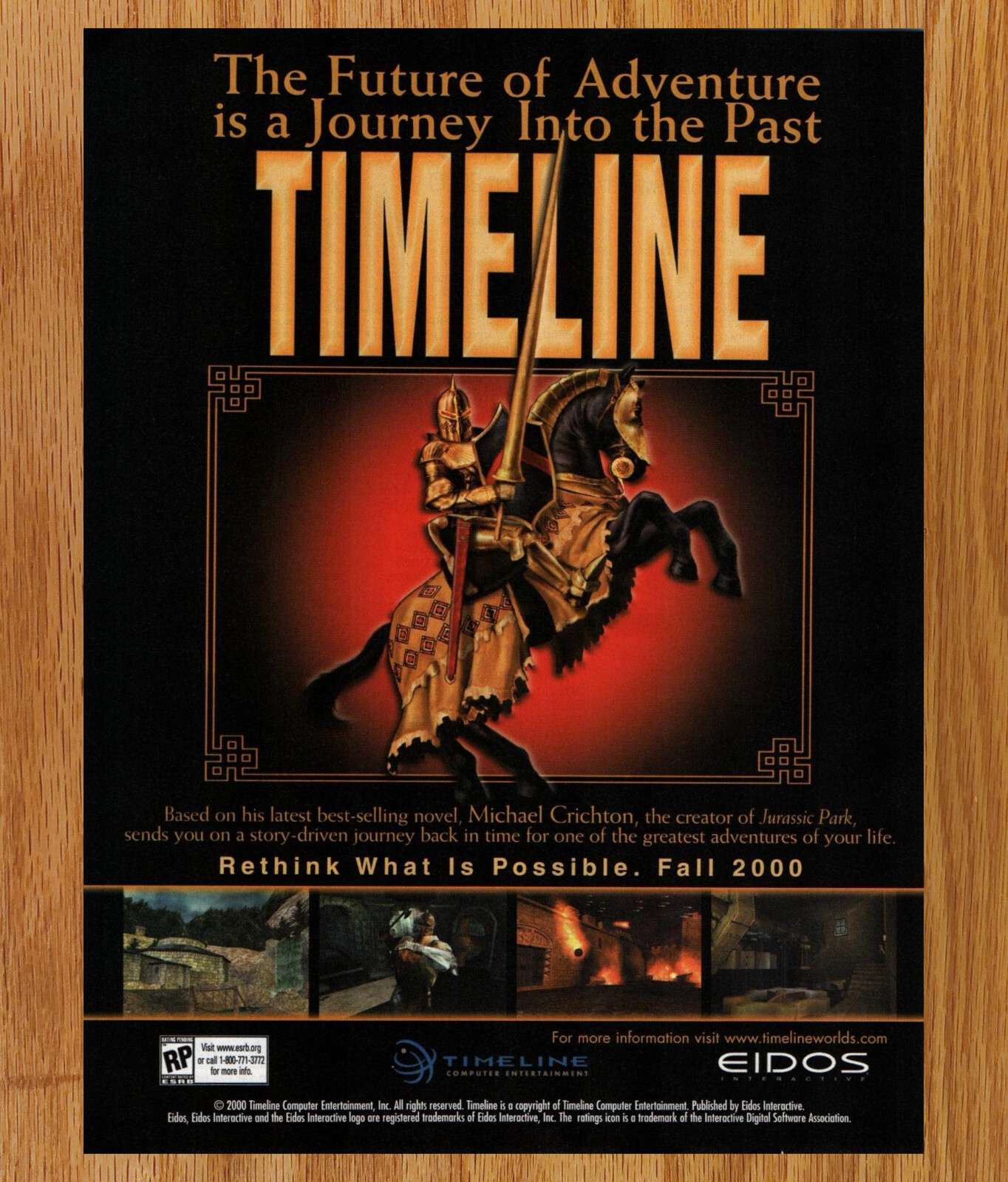 Timeline Eidos Michael Chrichton - Video Game Print Ad / Poster Promo Art 2000