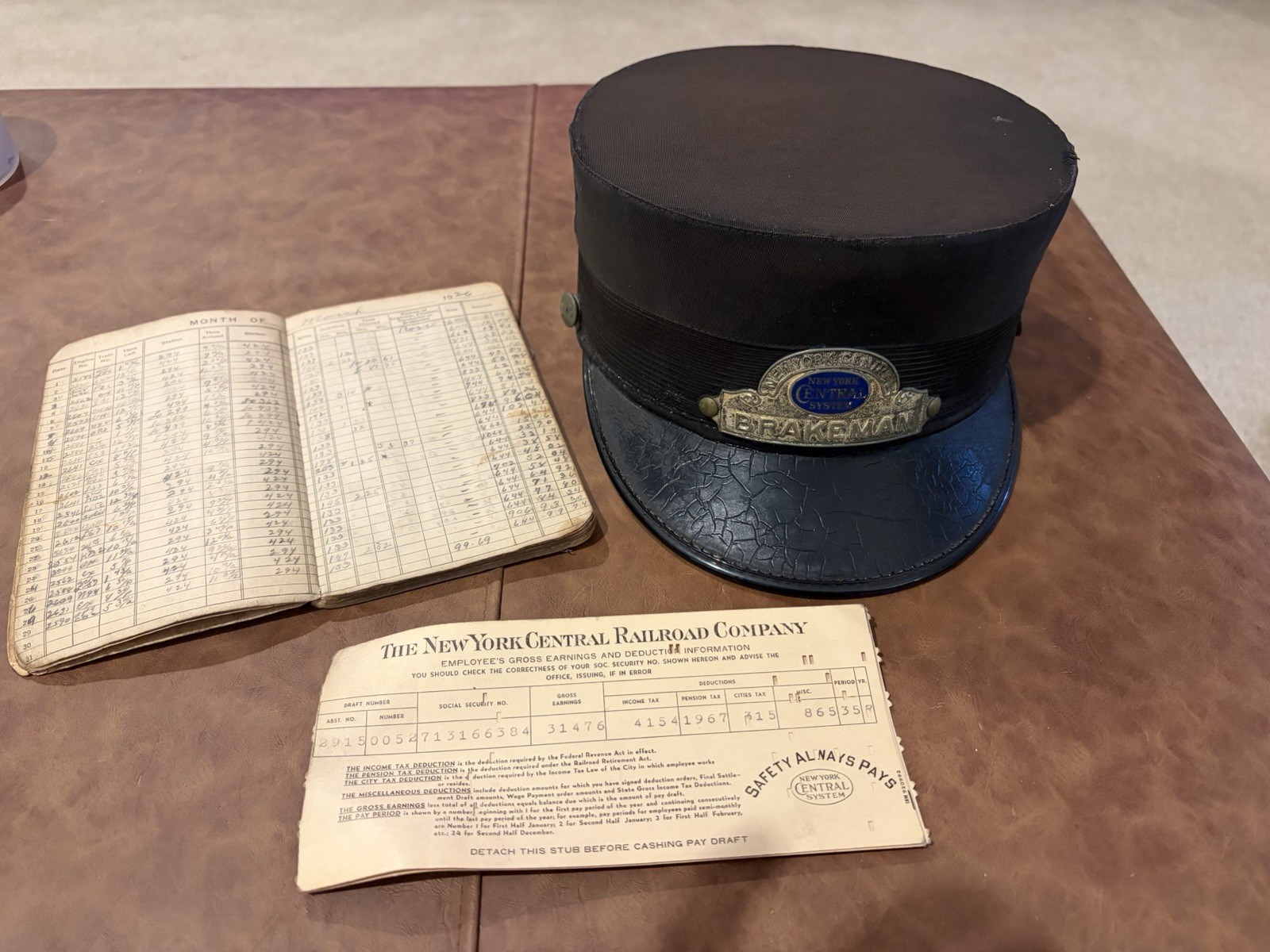 Authentic 1920s New York Central (NYC) Railroad Brakeman Hat