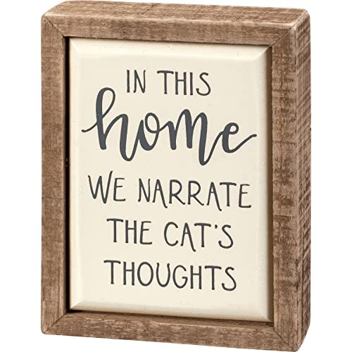 Primitives by Kathy Mini Cat Box Sign Wood Multicolor 3 Inch Standard Functional